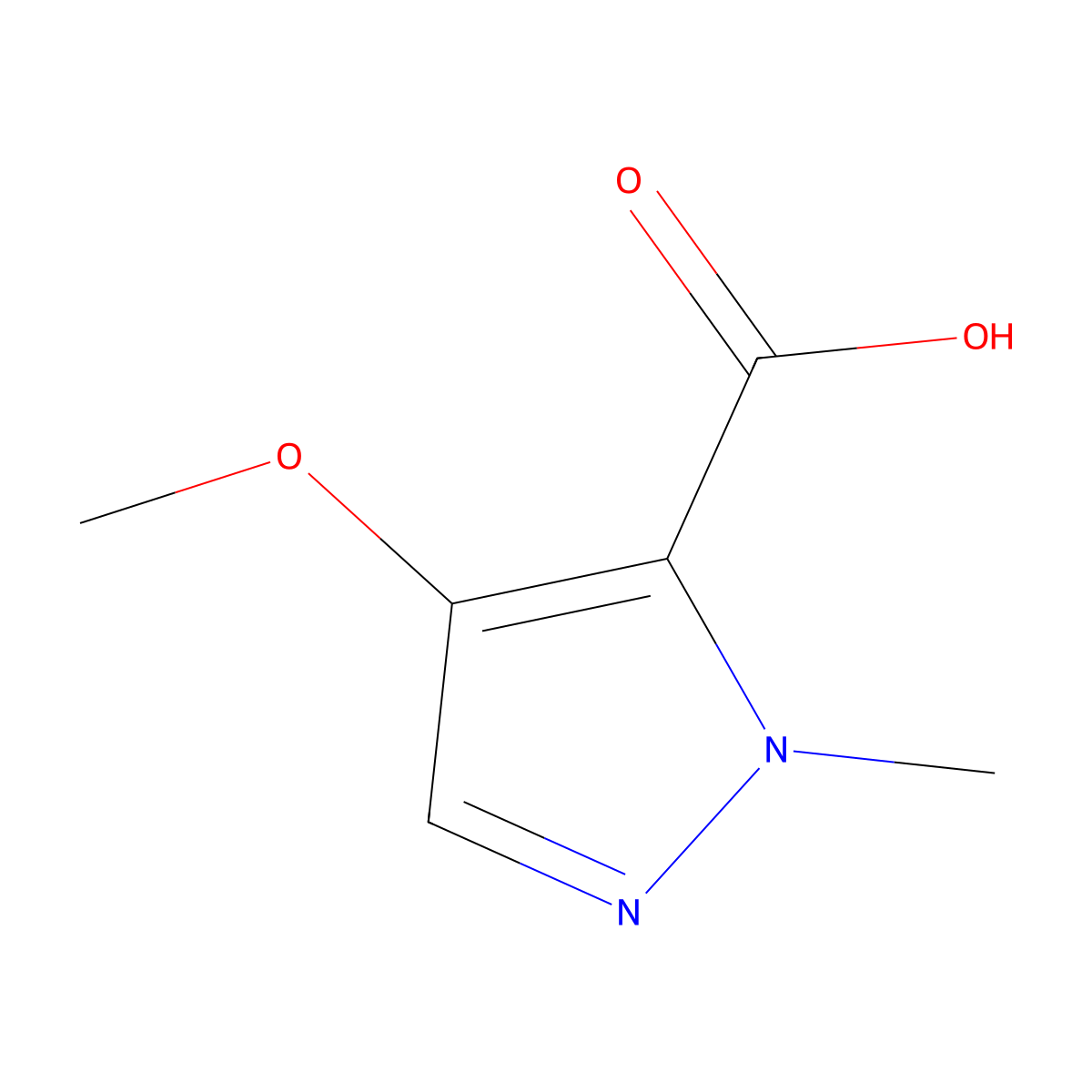4-methoxy-1-methyl-1H-pyrazole-5-carboxylic acid molecular structure, CAS 1282329-59-2
