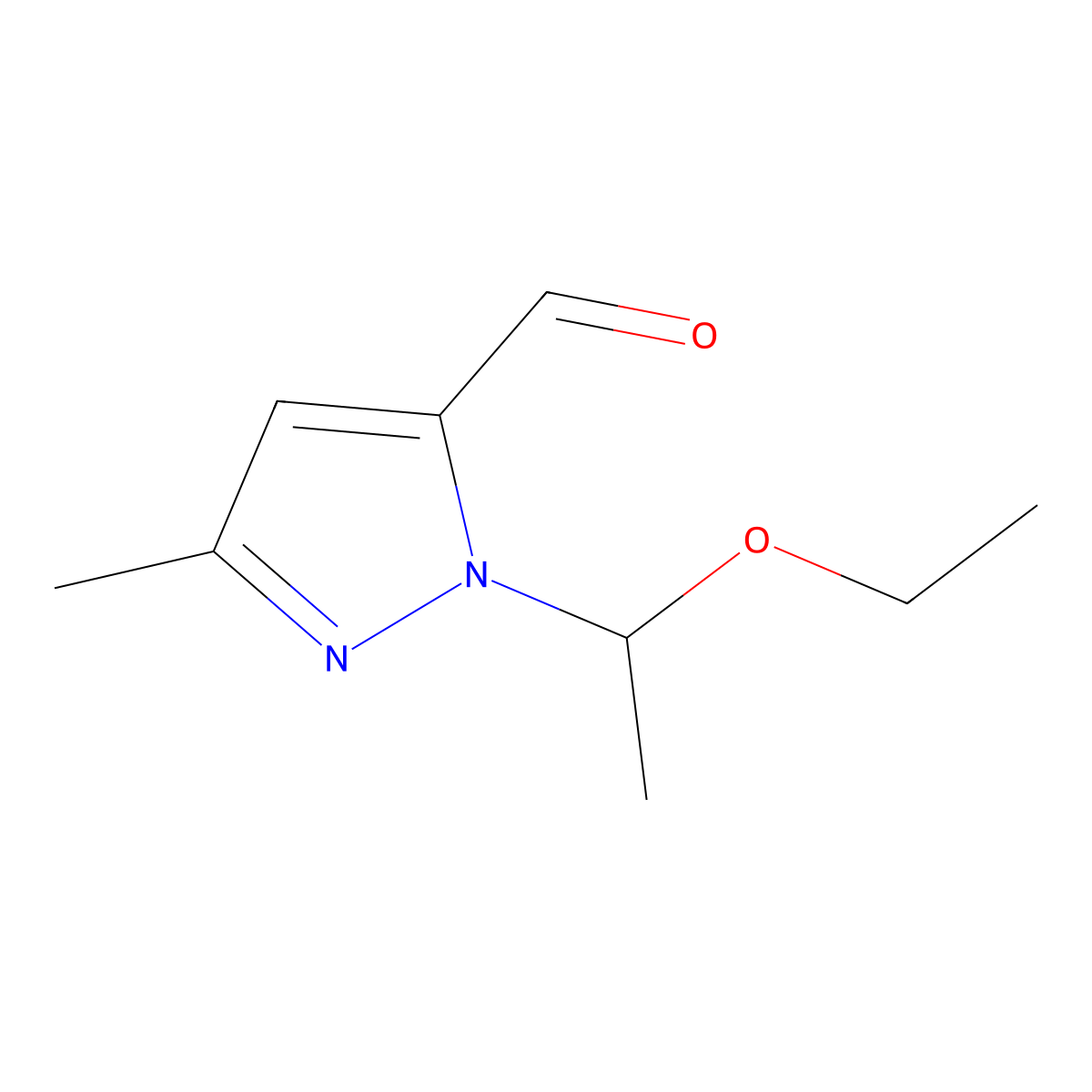 1-(1-Ethoxyethyl)-3-methyl-1H-pyrazole-5-carbaldehyde molecular structure, CAS 128234-29-7