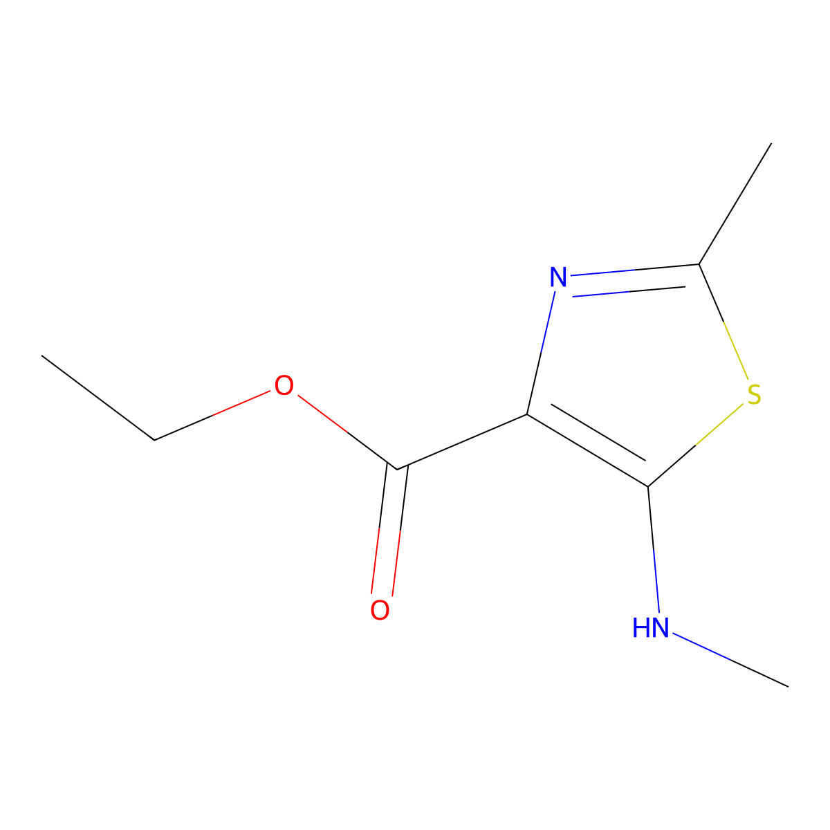 Ethyl 2-methyl-5-(methylamino)thiazole-4-carboxylate molecular structure, CAS 128242-99-9