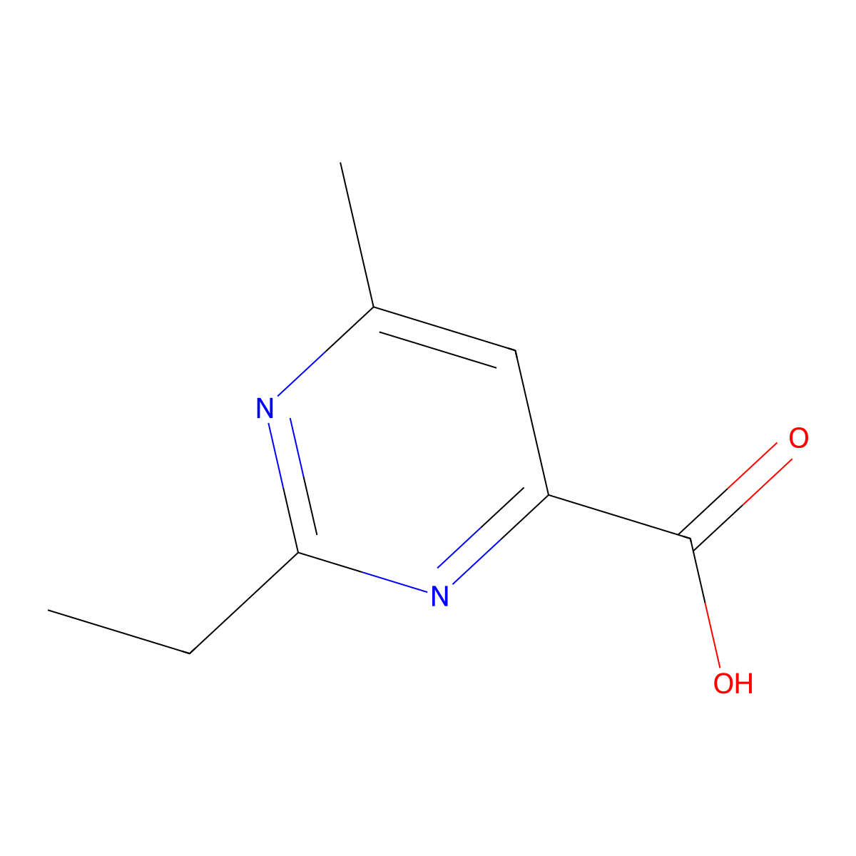 2-Ethyl-6-methylpyrimidine-4-carboxylic acid molecular structure, CAS 1282424-17-2