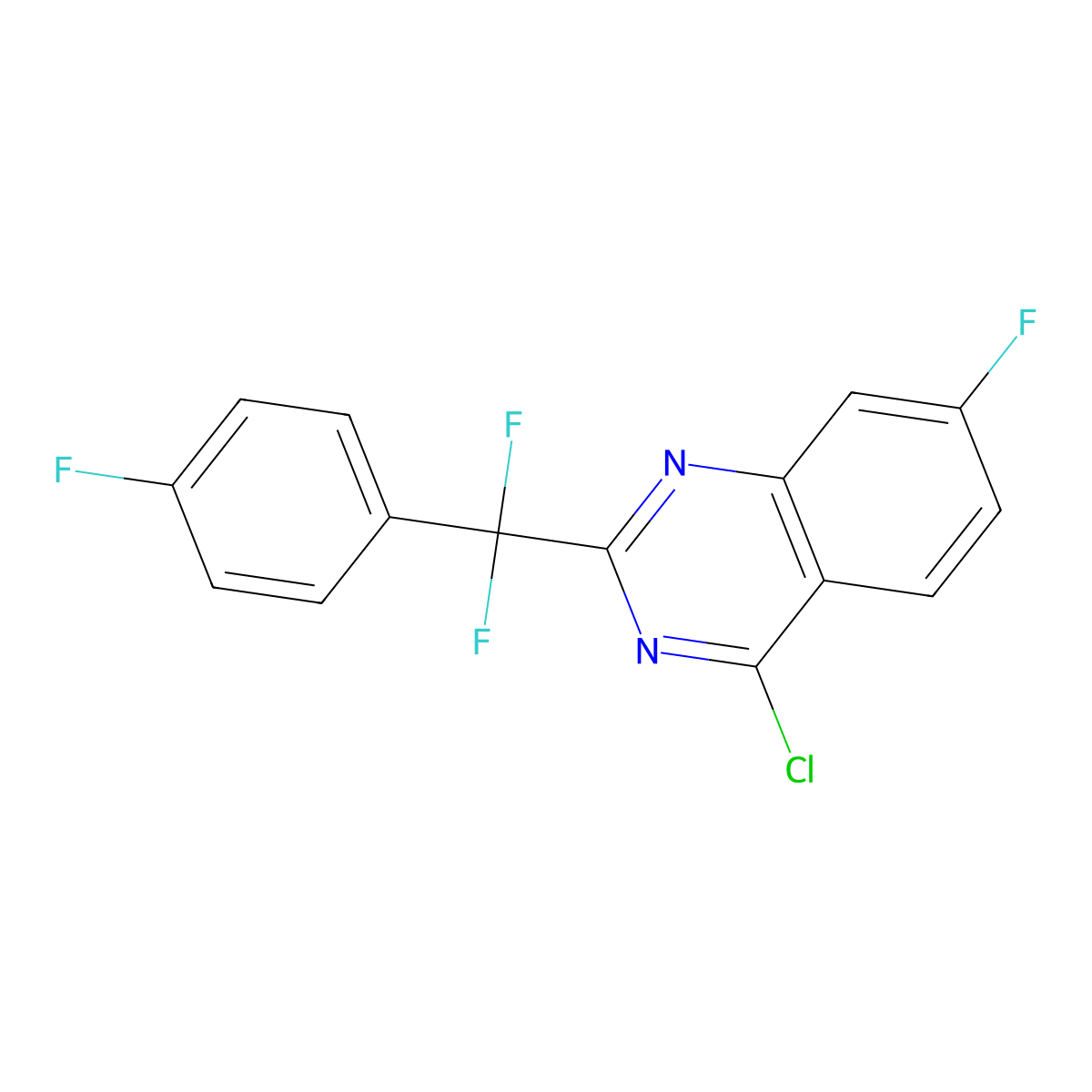 4-Chloro-2-(difluoro(4-fluorophenyl)methyl)-7-fluoroquinazoline molecular structure, CAS 1282433-64-0