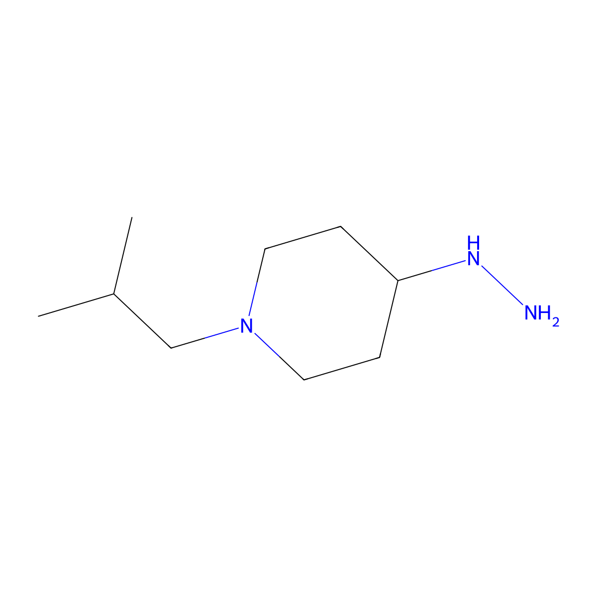 4-Hydrazinyl-1-(2-methylpropyl)piperidine molecular structure, CAS 1282451-28-8