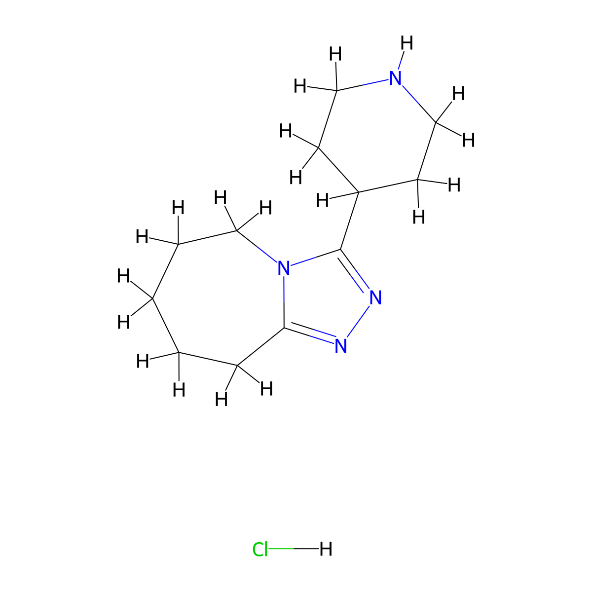 4-{5H,6H,7H,8H,9H-[1,2,4]triazolo[4,3-a]azepin-3-yl}piperidine hydrochloride molecular structure, CAS 1282479-60-0
