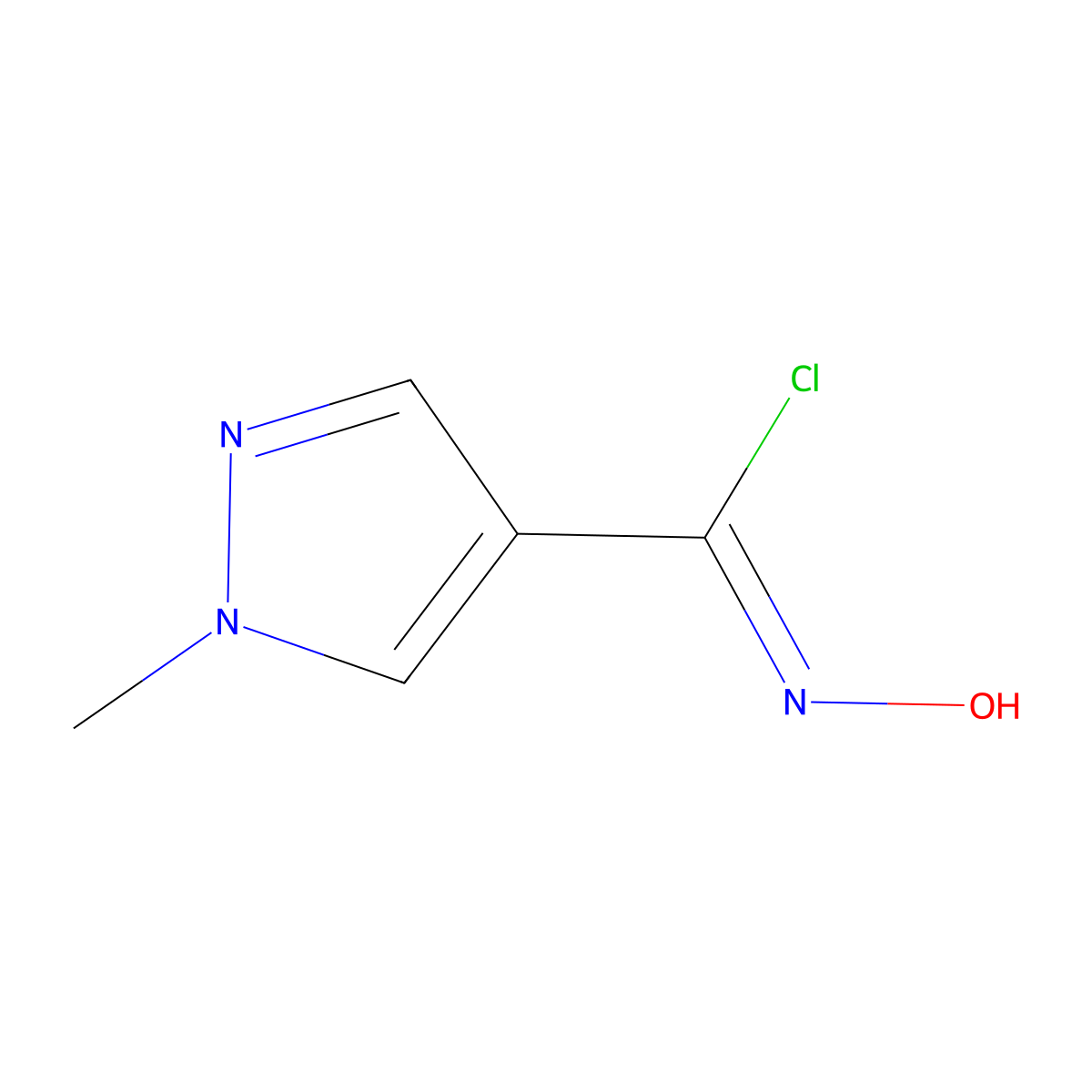 N-hydroxy-1-methyl-1H-pyrazole-4-carbonimidoyl chloride molecular structure, CAS 1282486-64-9