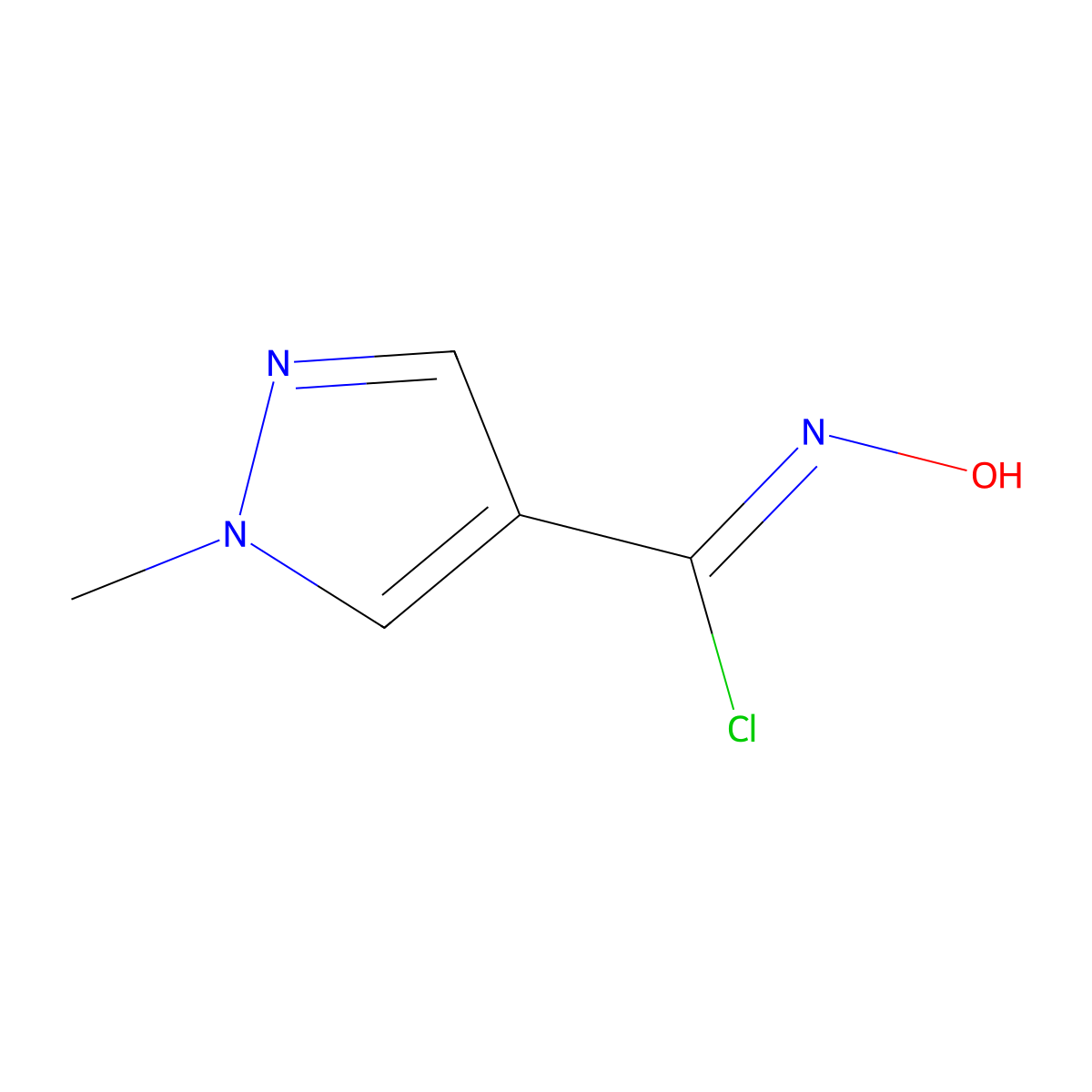 N-hydroxy-1-methyl-1H-pyrazole-4-carbonimidoyl chloride molecular structure, CAS 1282486-64-9