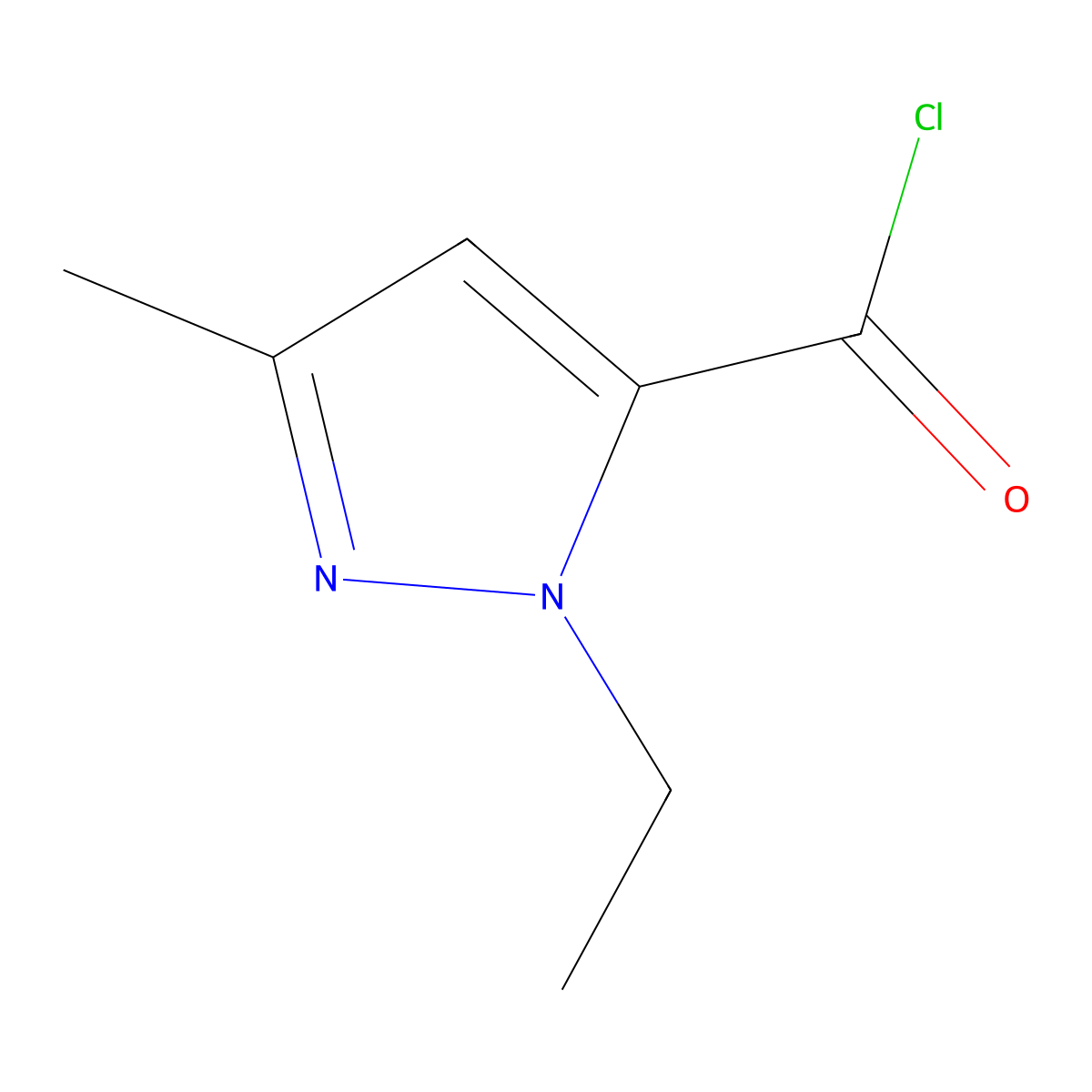 1-Ethyl-3-methyl-1H-pyrazole-5-carbonyl chloride molecular structure, CAS 128249-59-2