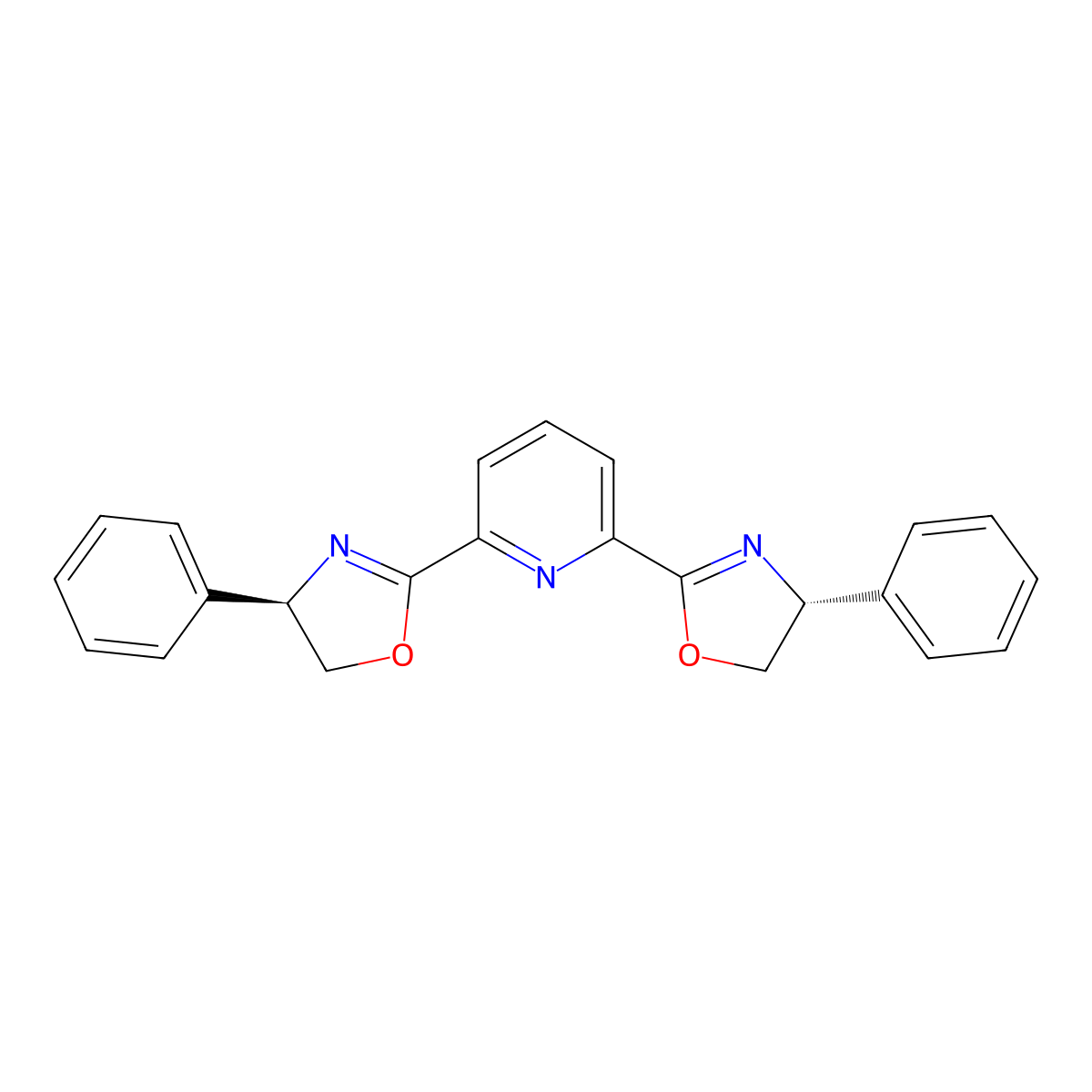 2,6-Bis((R)-4-phenyl-4,5-dihydrooxazol-2-yl)pyridine molecular structure, CAS 128249-70-7