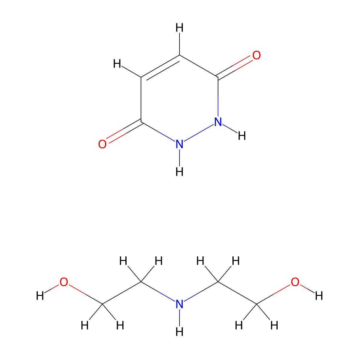 Maleic hydrazide diethanolamine molecular structure, CAS 128250-10-2