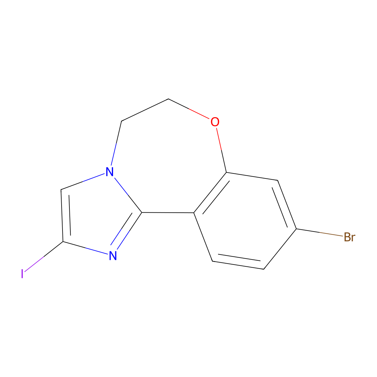 9-Bromo-2-iodo-5,6-dihydroimidazo[1,2-d][1,4]benzoxazepine molecular structure, CAS 1282516-69-1