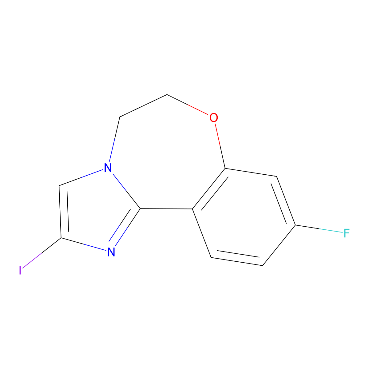 9-Fluoro-2-iodo-5,6-dihydrobenzo[F]imidazo[1,2-D][1,4]oxazepine molecular structure, CAS 1282517-42-3