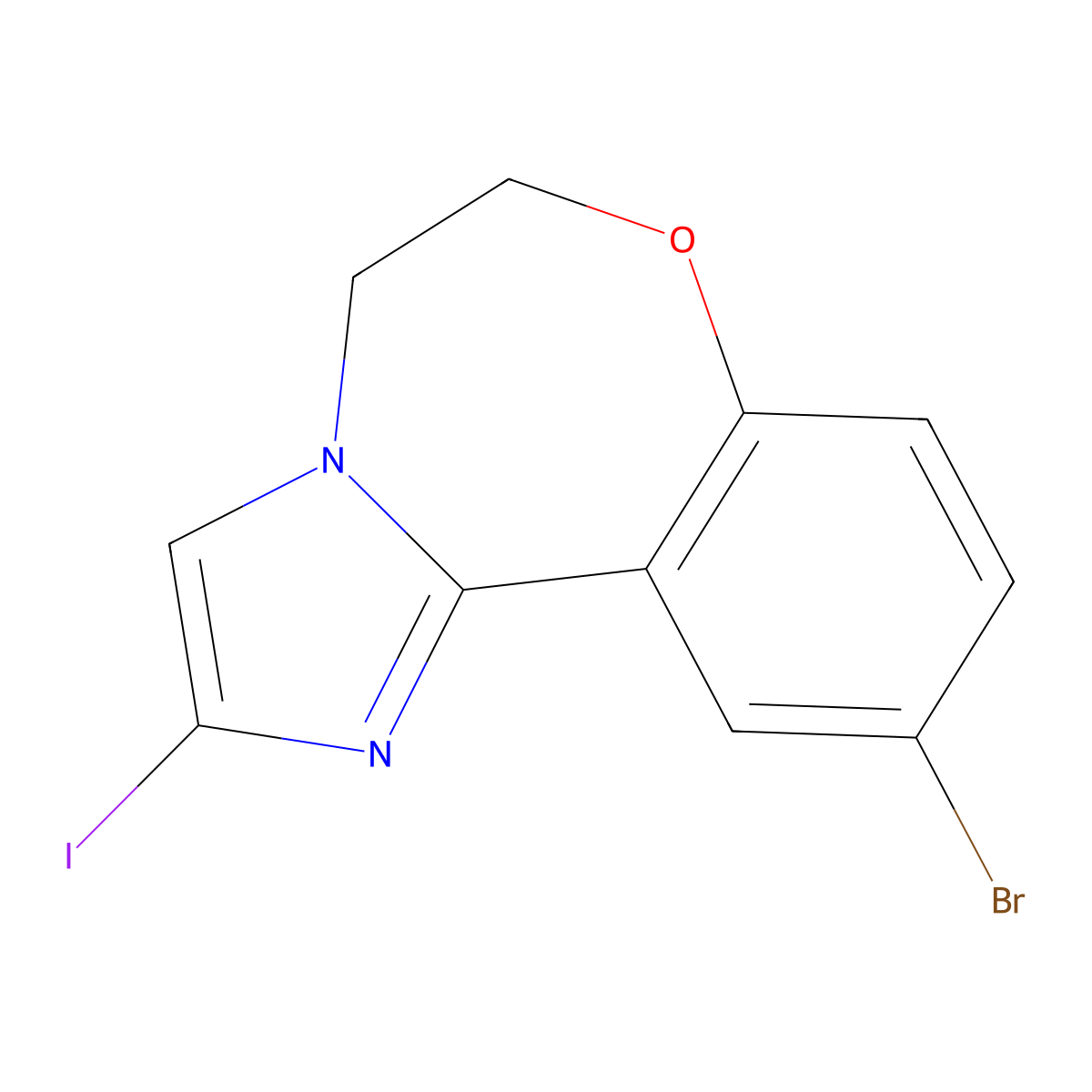 10-Bromo-2-iodo-5,6-dihydrobenzo[F]imidazo[1,2-D][1,4]oxazepine molecular structure, CAS 1282518-61-9