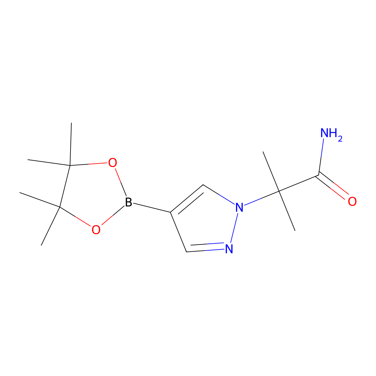 2-Methyl-2-(4-(4,4,5,5-tetramethyl-1,3,2-dioxaborolan-2-yl)-1H-pyrazol-1-yl)propanamide molecular structure, CAS 1282518-81-3