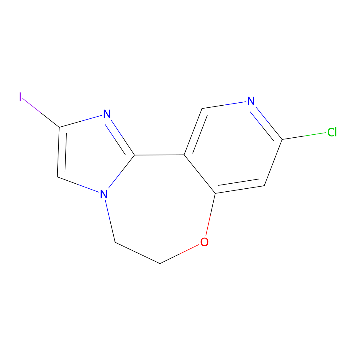 9-Chloro-2-iodo-5,6-dihydroimidazo[1,2-d]pyrido[3,4-f][1,4]oxazepine molecular structure, CAS 1282518-99-3