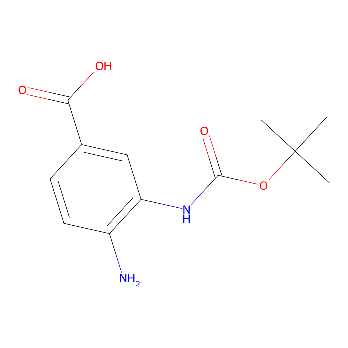 4-Amino-3-((tert-butoxycarbonyl)amino)benzoic acid molecular structure, CAS 1282523-83-4