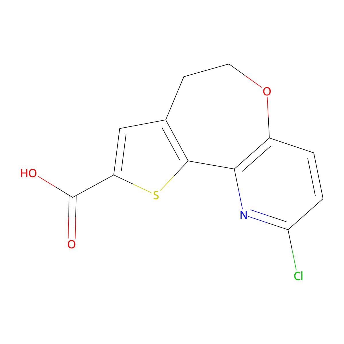 2-Chloro-6,7-dihydrothieno[2',3':4,5]oxepino[3,2-b]pyridine-9-carboxylic acid molecular structure, CAS 1282528-90-8