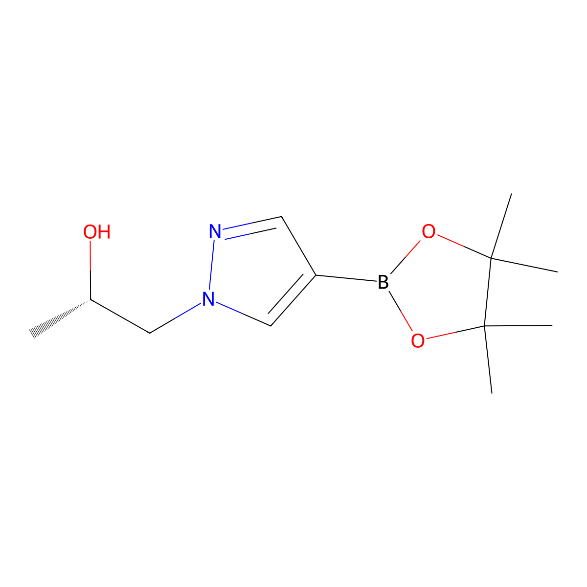 (S)-1-(4-(4,4,5,5-Tetramethyl-1,3,2-dioxaborolan-2-yl)-1H-pyrazol-1-yl)propan-2-ol molecular structure, CAS 1282530-88-4