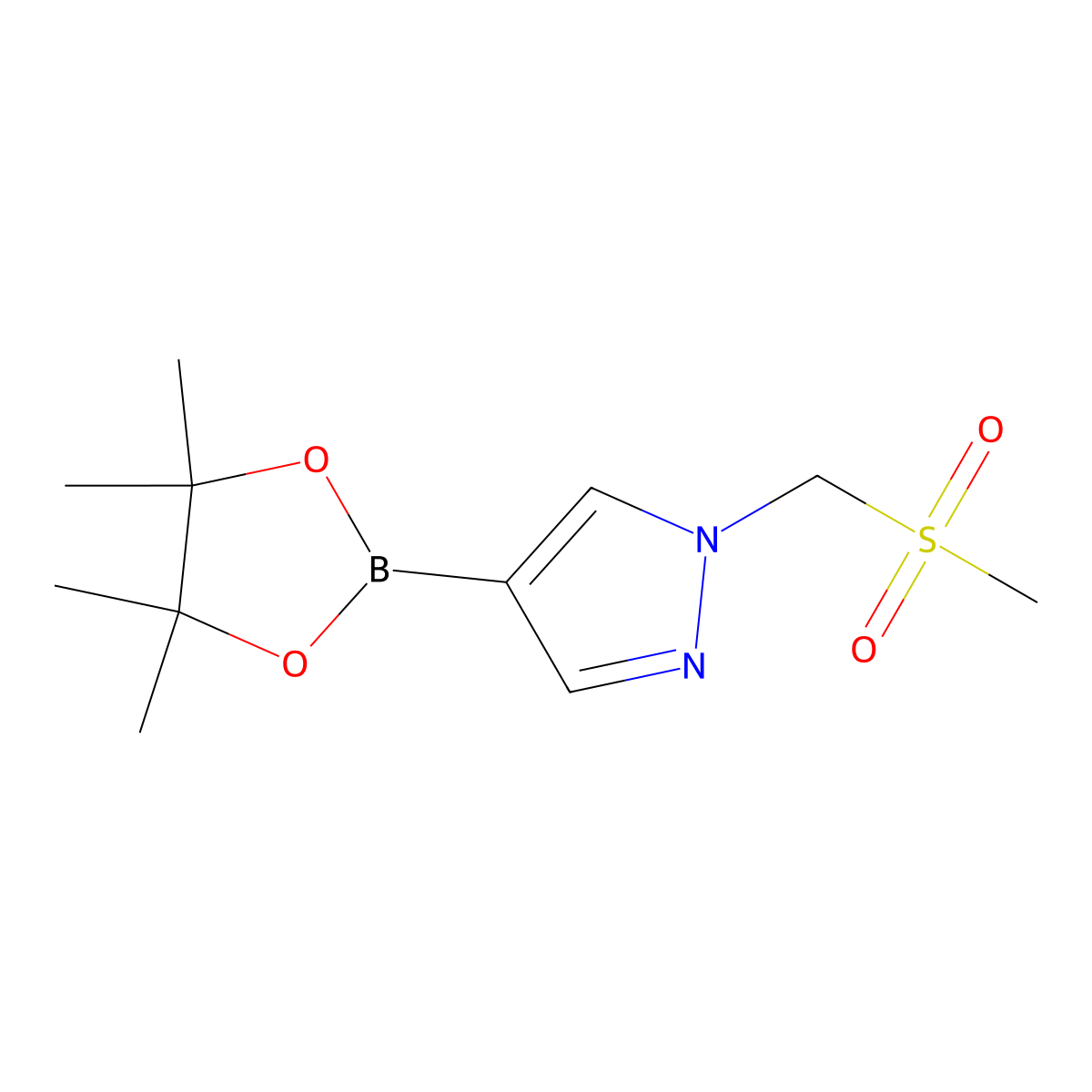 1-(methanesulfonylmethyl)-4-(4,4,5,5-tetramethyl-1,3,2-dioxaborolan-2-yl)-1H-pyrazole molecular structure, CAS 1282530-99-7