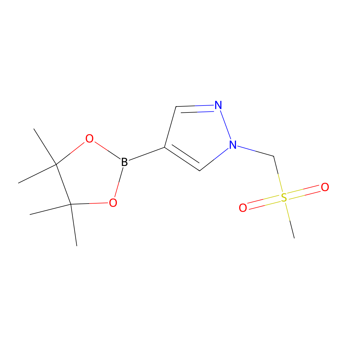 1-(methanesulfonylmethyl)-4-(4,4,5,5-tetramethyl-1,3,2-dioxaborolan-2-yl)-1H-pyrazole molecular structure, CAS 1282530-99-7