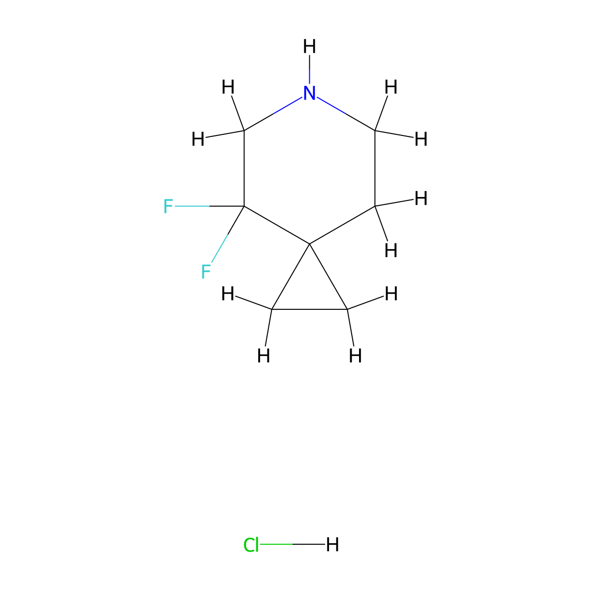 4,4-Difluoro-6-azaspiro[2.5]octane hydrochloride molecular structure, CAS 1282532-00-6