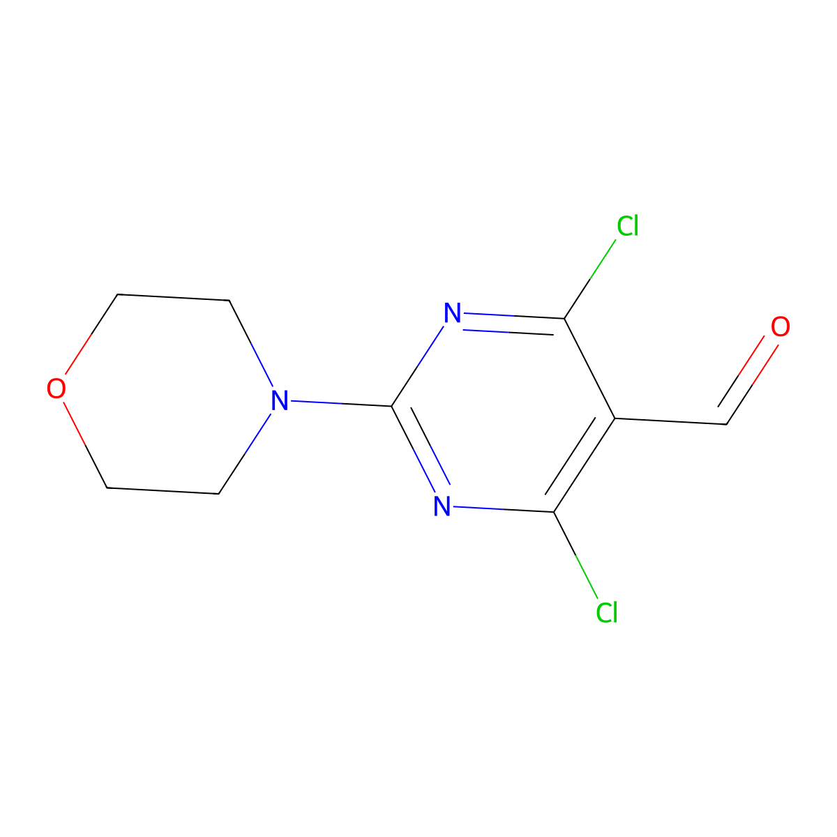 4,6-Dichloro-2-morpholinopyrimidine-5-carbaldehyde molecular structure, CAS 1282537-80-7