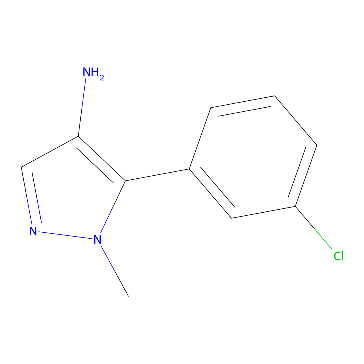 5-(3-Chlorophenyl)-1-methyl-1h-pyrazol-4-amine molecular structure, CAS 1282538-56-0