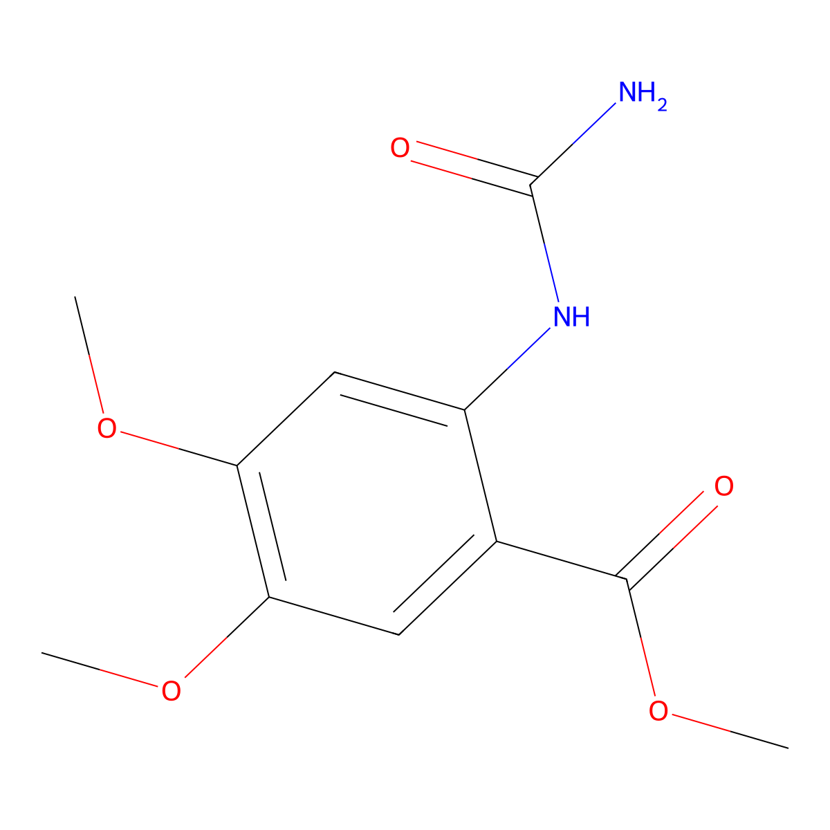 Methyl 2-(carbamoylamino)-4,5-dimethoxybenzoate molecular structure, CAS 128254-00-2