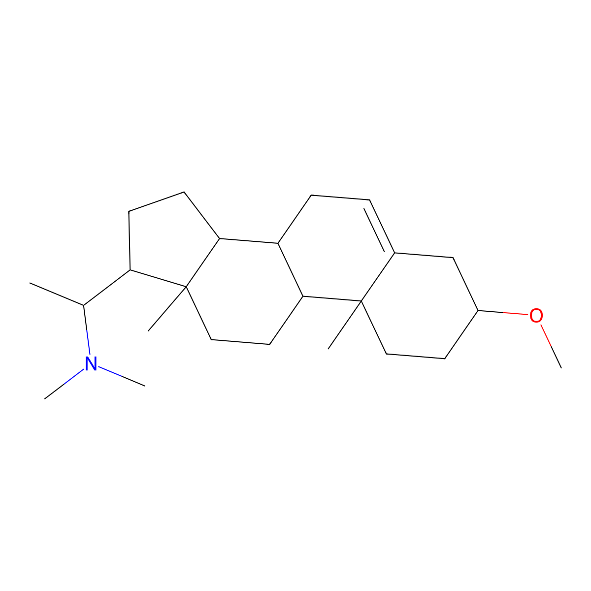 1-(3-methoxy-10,13-dimethyl-2,3,4,7,8,9,11,12,14,15,16,17-dodecahydro-1H-cyclopenta[a]phenanthren-17-yl)-N,N-dimethylethanamine molecular structure, CAS 128255-08-3