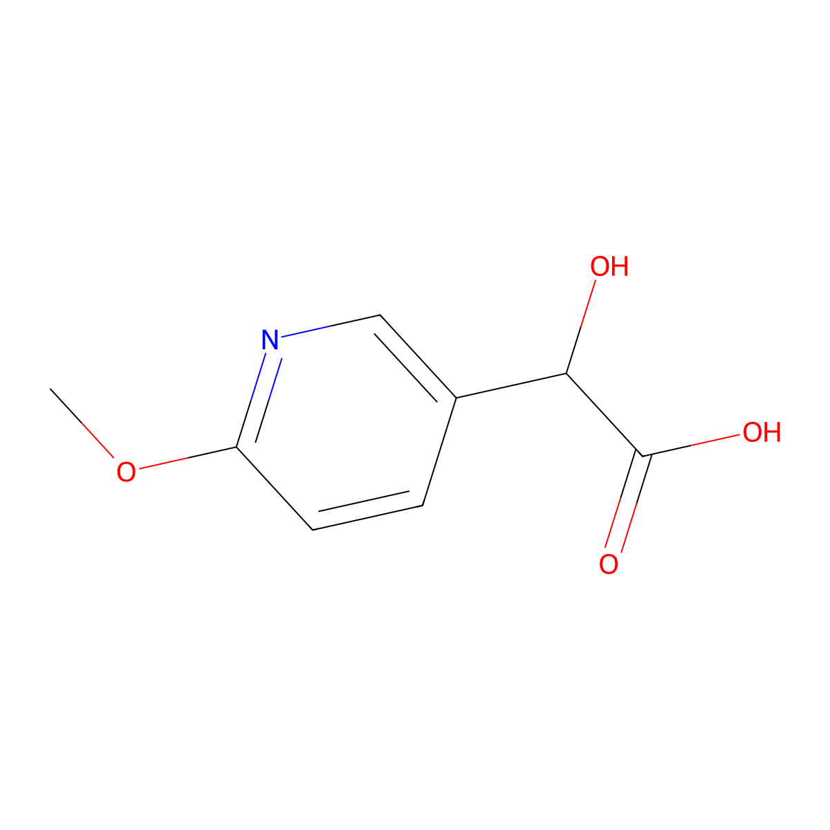 2-Hydroxy-2-(6-methoxypyridin-3-yl)acetic acid molecular structure, CAS 1282550-94-0