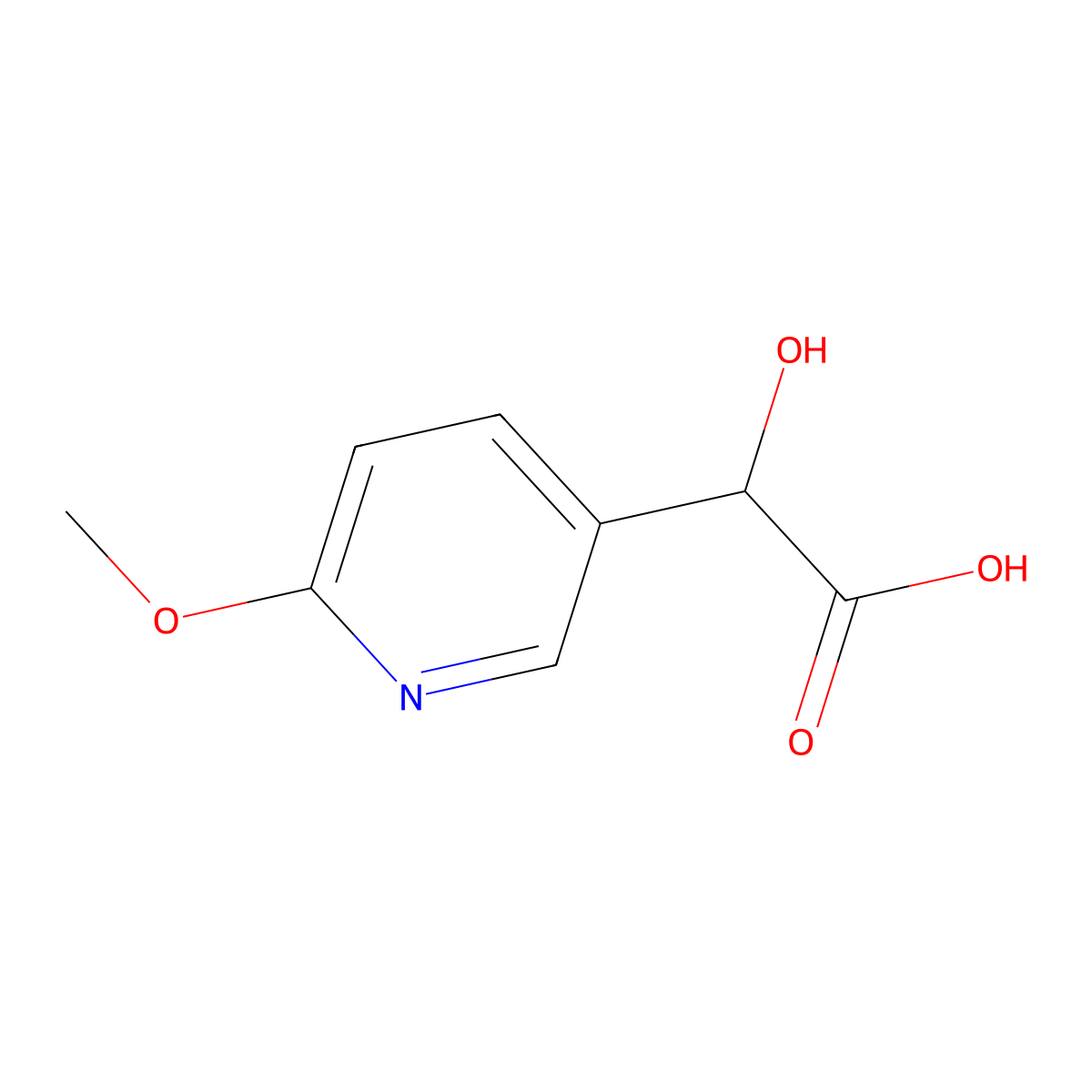 2-Hydroxy-2-(6-methoxypyridin-3-yl)acetic acid molecular structure, CAS 1282550-94-0