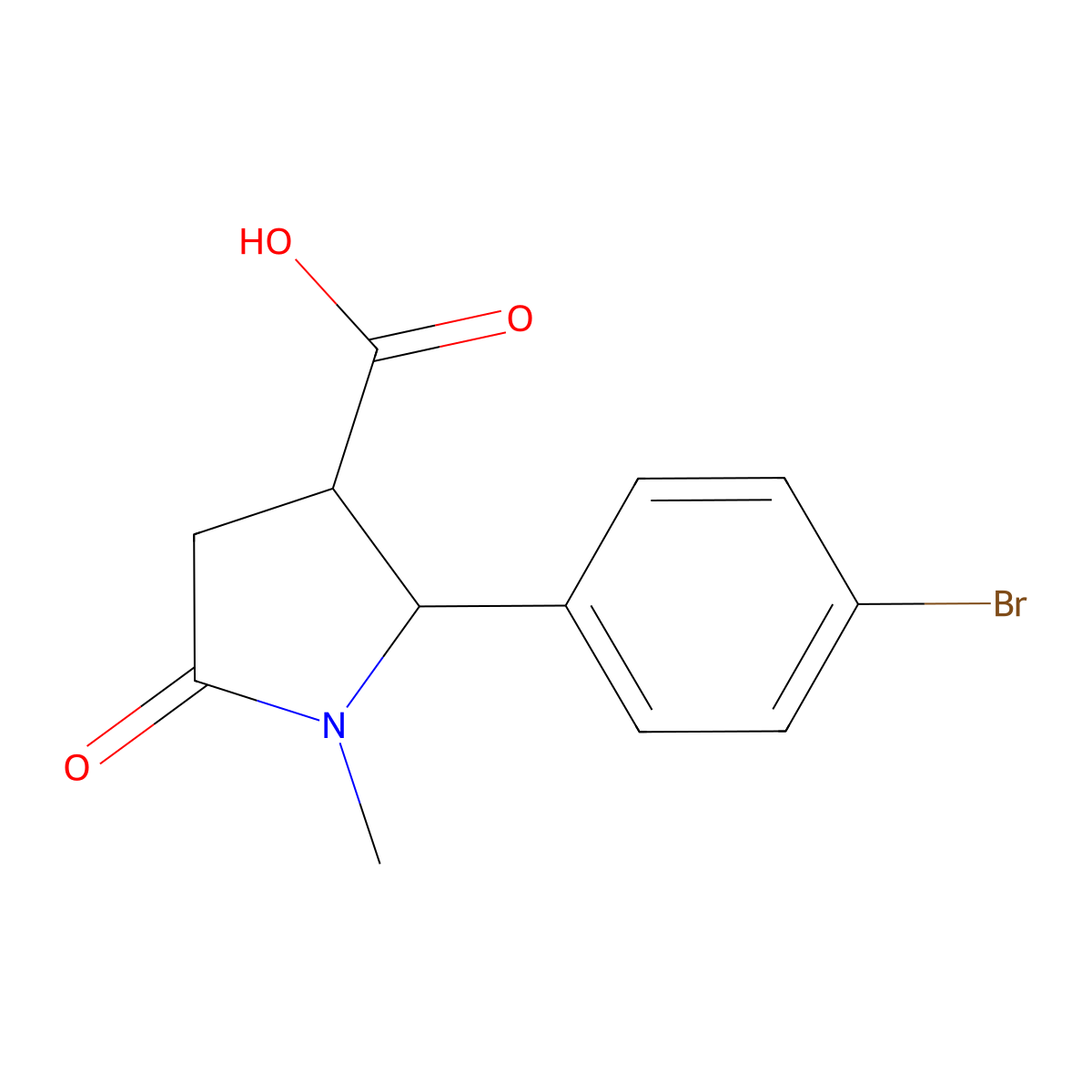 2-(4-Bromophenyl)-1-methyl-5-oxopyrrolidine-3-carboxylic acid molecular structure, CAS 1282577-02-9