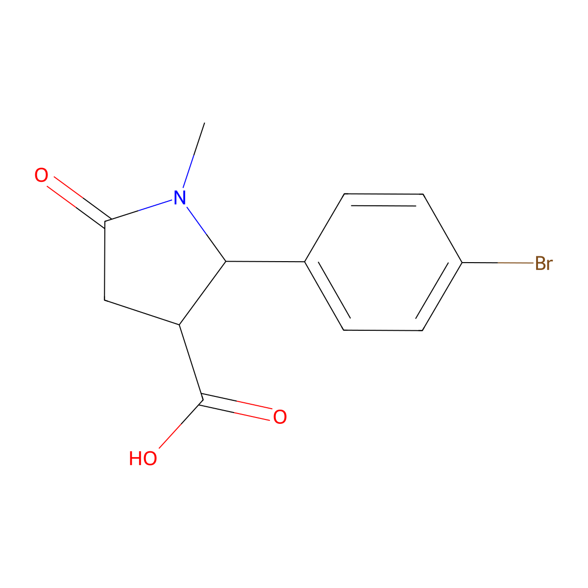 2-(4-Bromophenyl)-1-methyl-5-oxopyrrolidine-3-carboxylic acid molecular structure, CAS 1282577-02-9