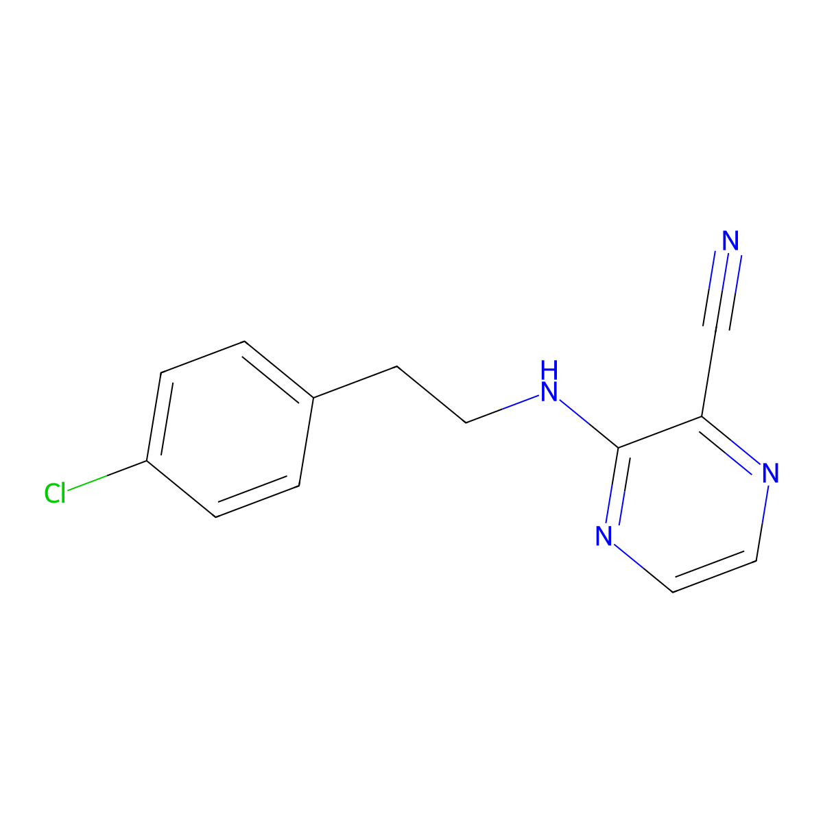 3-{[2-(4-Chlorophenyl)ethyl]amino}pyrazine-2-carbonitrile molecular structure, CAS 1282578-07-7
