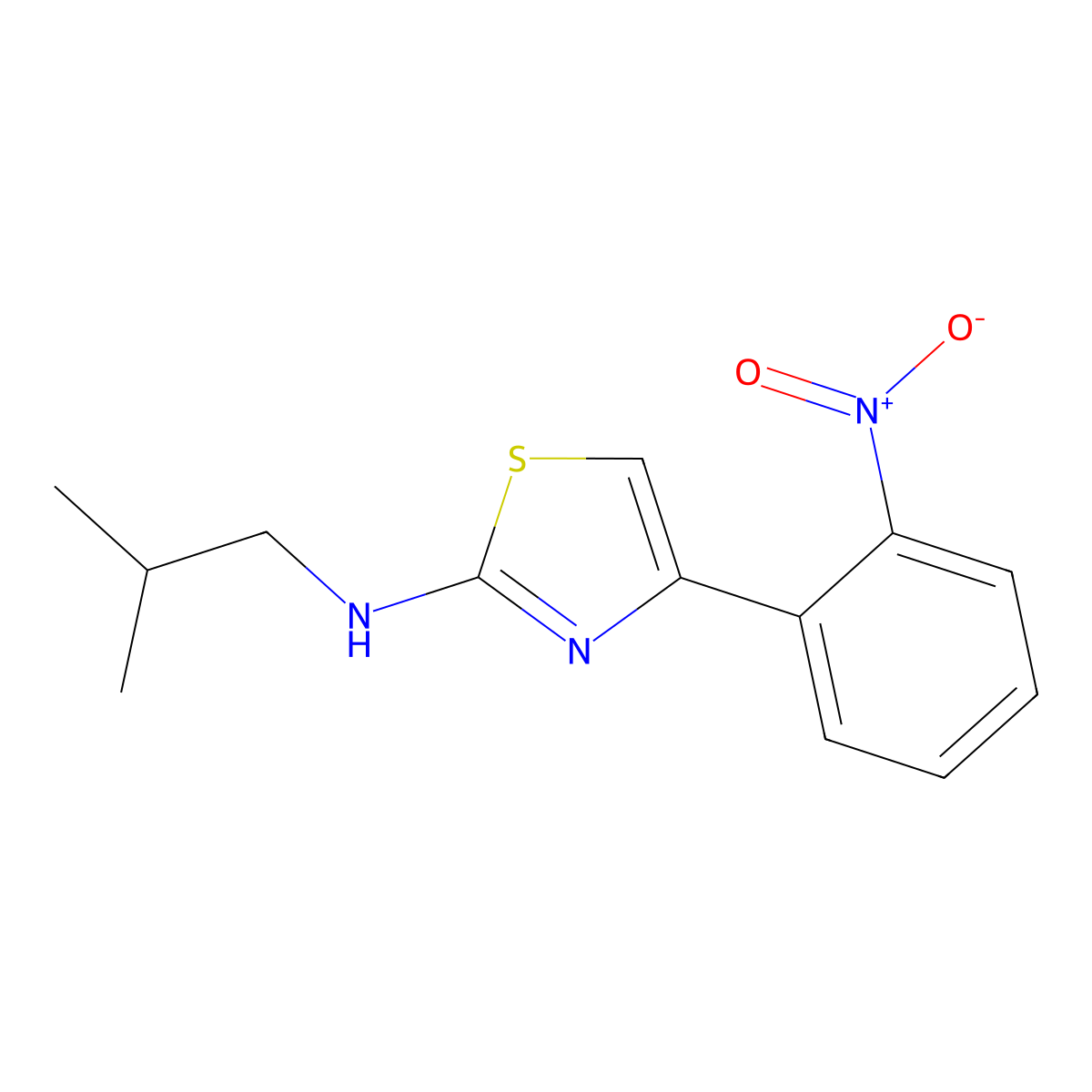N-(2-methylpropyl)-4-(2-nitrophenyl)-1,3-thiazol-2-amine molecular structure, CAS 1282591-35-8