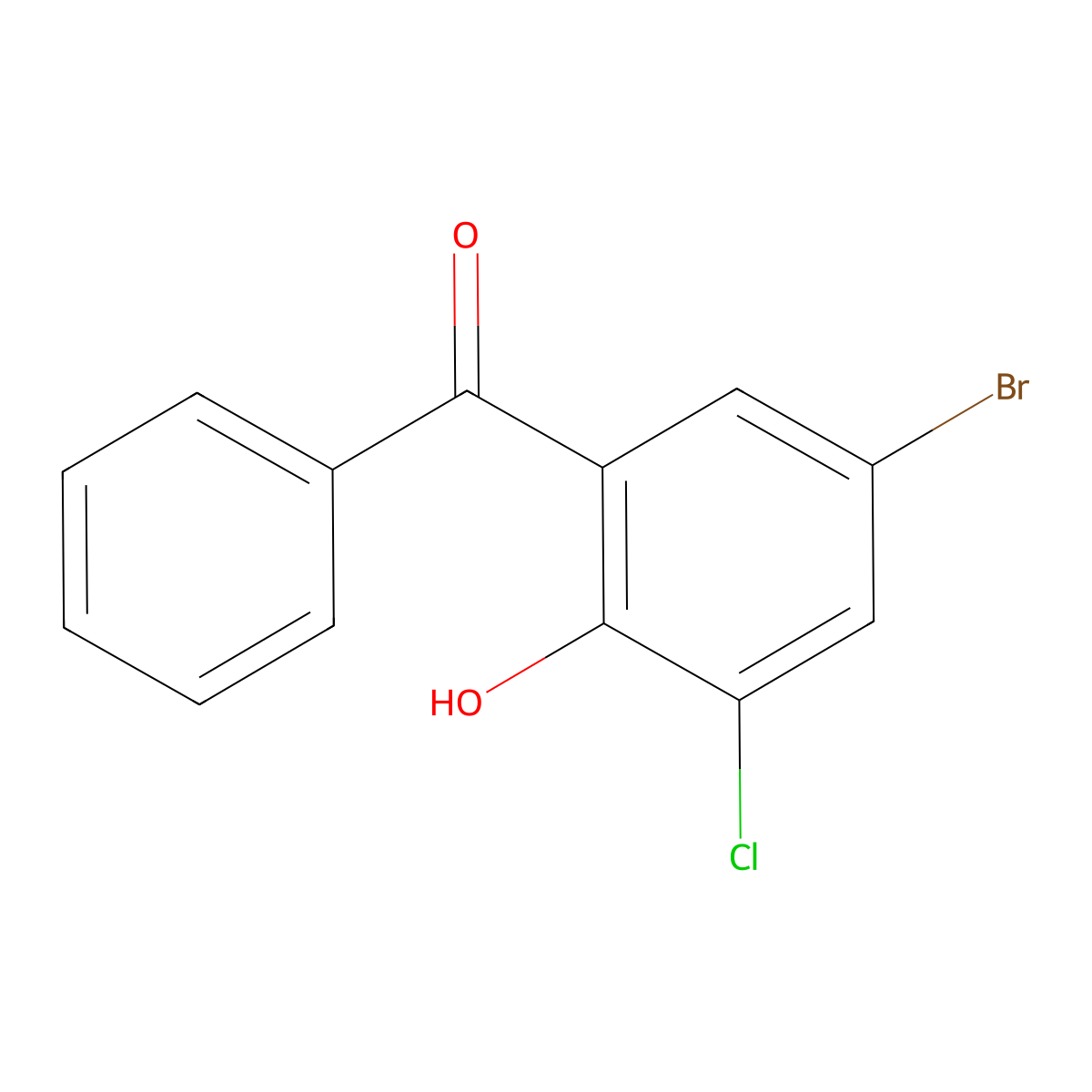 (5-Bromo-3-chloro-2-hydroxyphenyl)(phenyl)methanone molecular structure, CAS 1282599-50-1