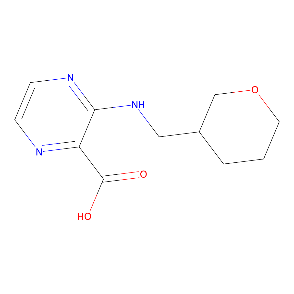 3-{[(Oxan-3-yl)methyl]amino}pyrazine-2-carboxylic acid molecular structure, CAS 1282604-24-3