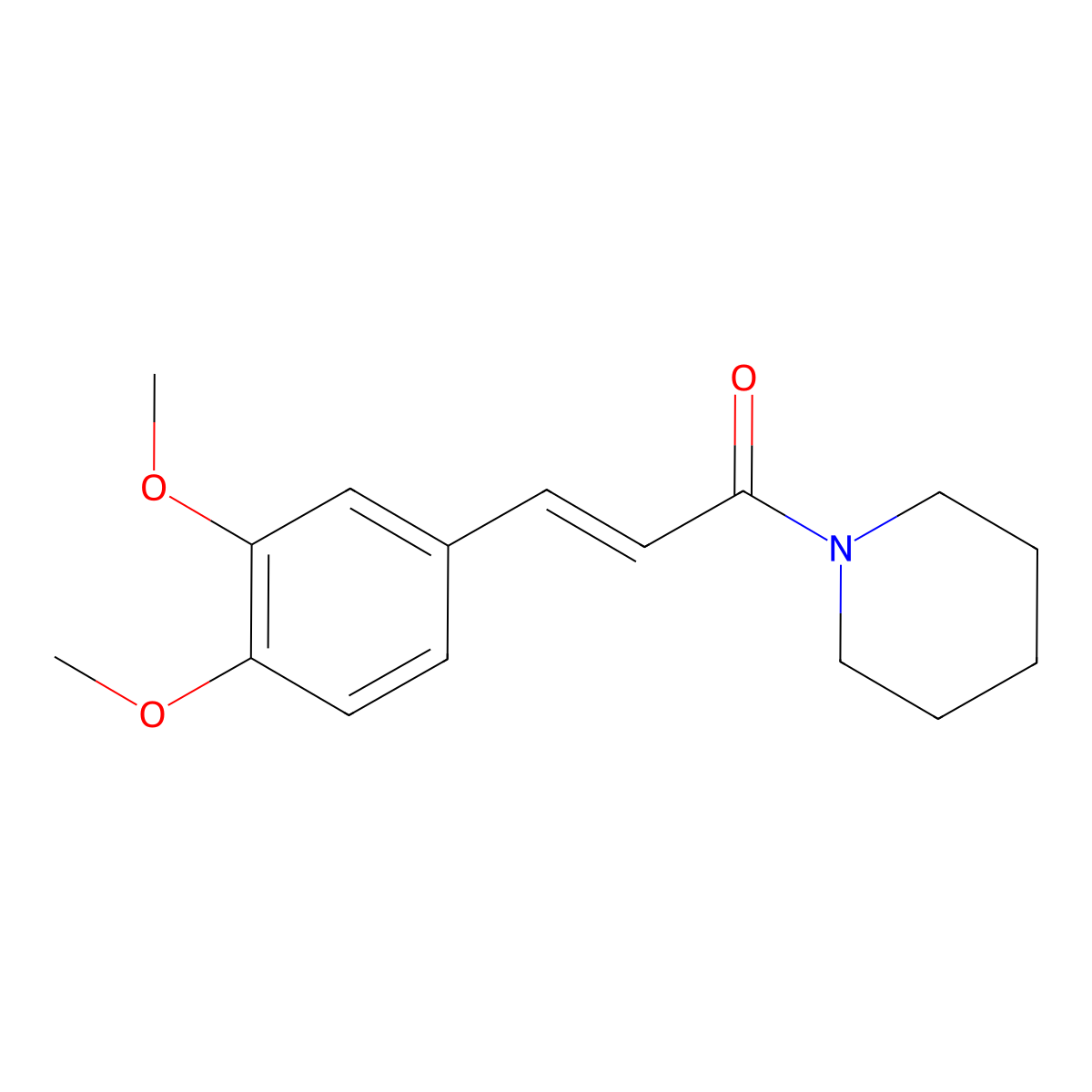 1-(3,4-Dimethoxycinnamoyl)piperidine molecular structure, CAS 128261-84-7