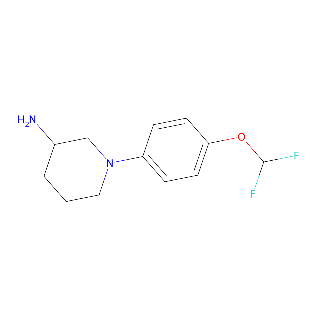 1-[4-(Difluoromethoxy)phenyl]piperidin-3-amine molecular structure, CAS 1282711-39-0