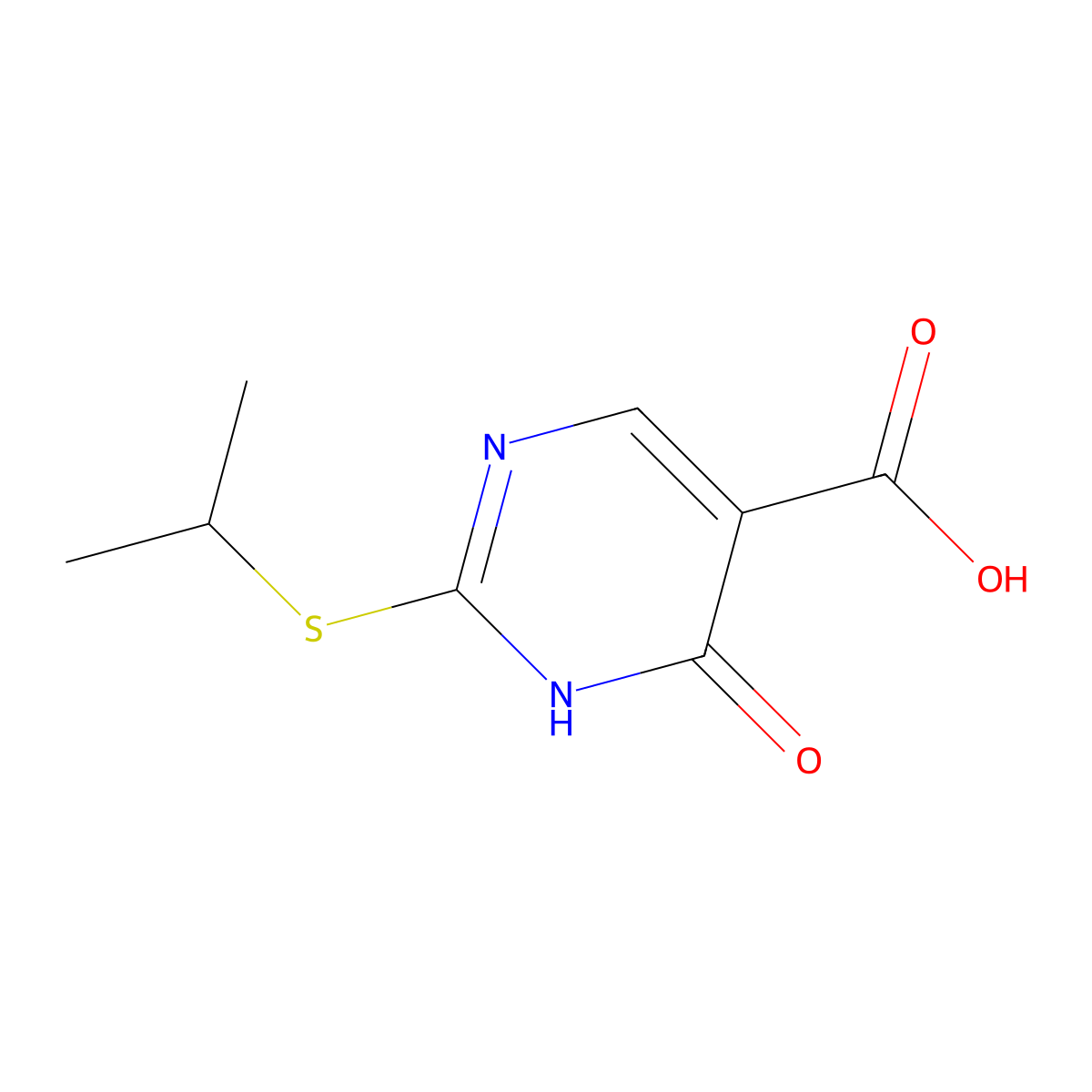 2-(Isopropylthio)-6-oxo-1,6-dihydro-5-pyrimidinecarboxylic acid molecular structure, CAS 1282730-93-1