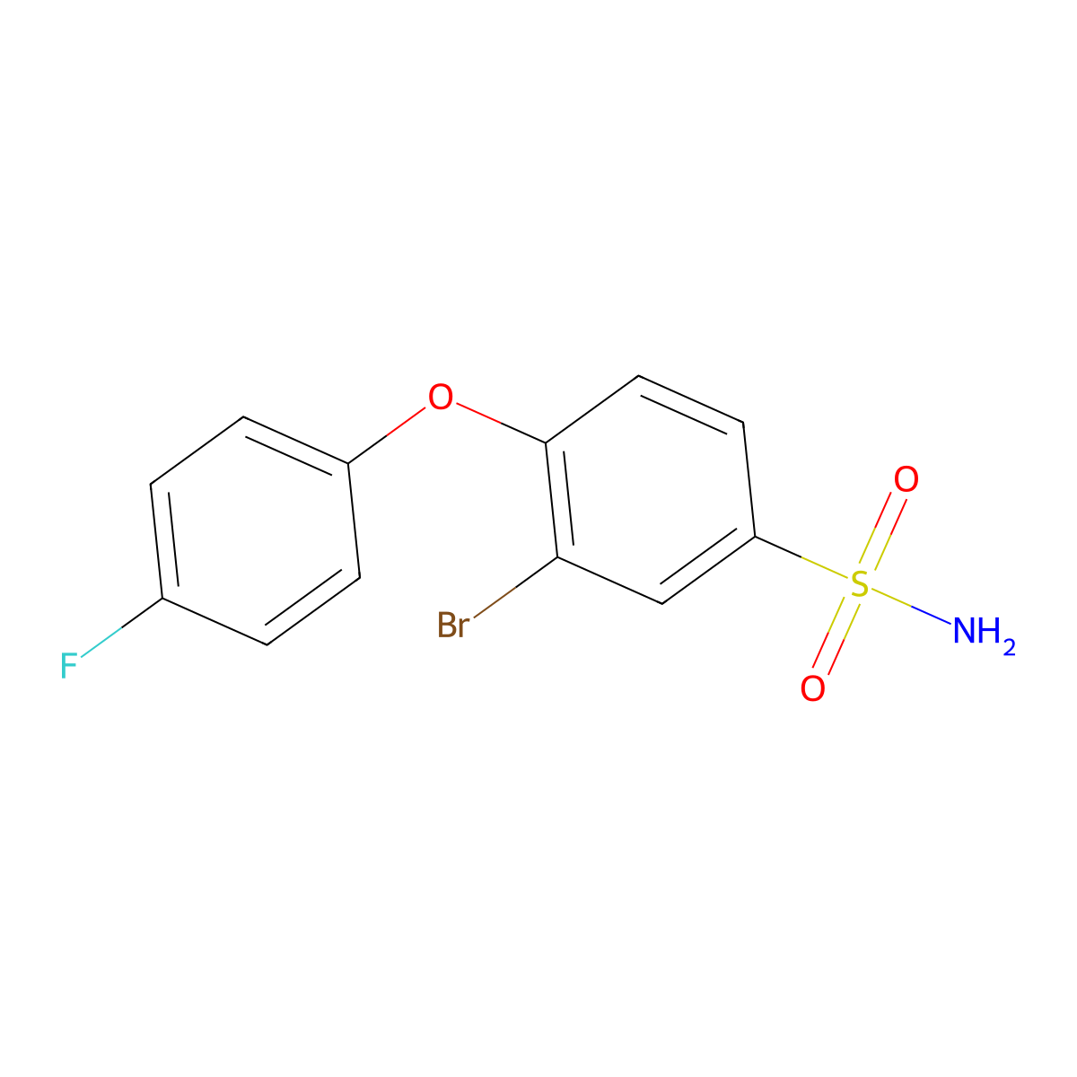 3-Bromo-4-(4-fluorophenoxy)benzene-1-sulfonamide molecular structure, CAS 1282732-14-2