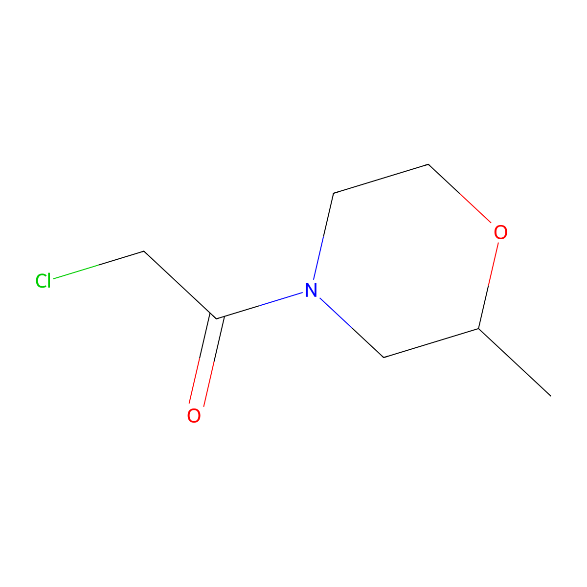 2-Chloro-1-(2-methylmorpholin-4-yl)ethan-1-one molecular structure, CAS 128274-04-4