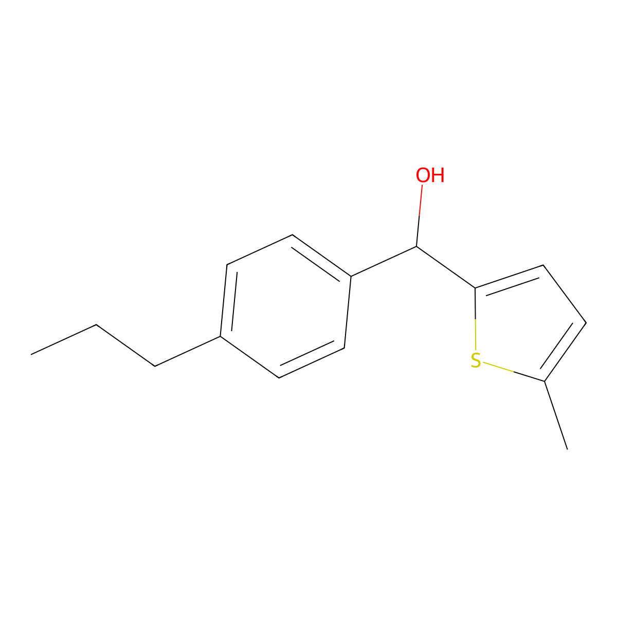 5-Methyl-2-thienyl-(4-n-propylphenyl)methanol molecular structure, CAS 1282763-09-0