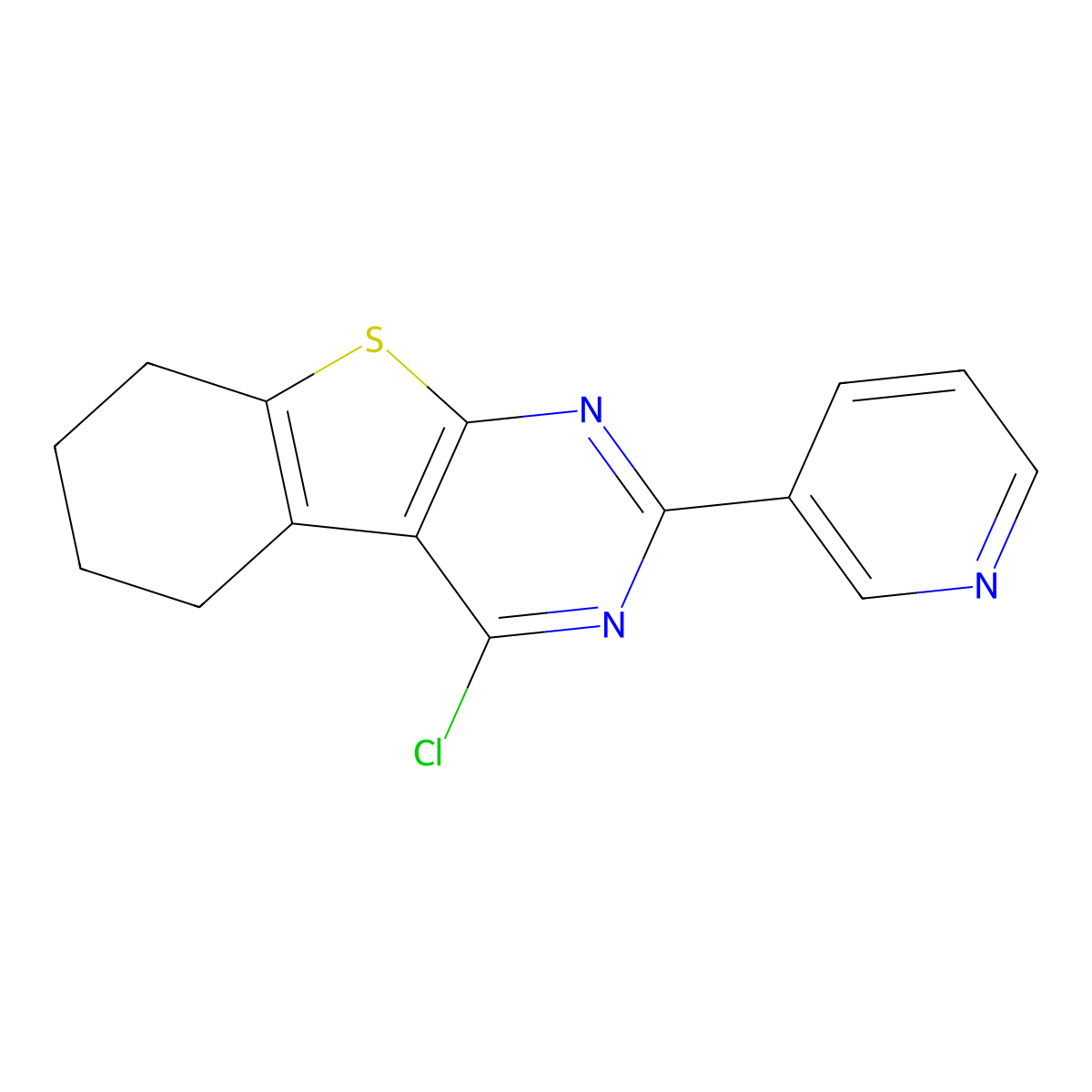 4-Chloro-2-pyridin-3-yl-5,6,7,8-tetrahydro[1]benzothieno[2,3-d]pyrimidine molecular structure, CAS 128277-24-7