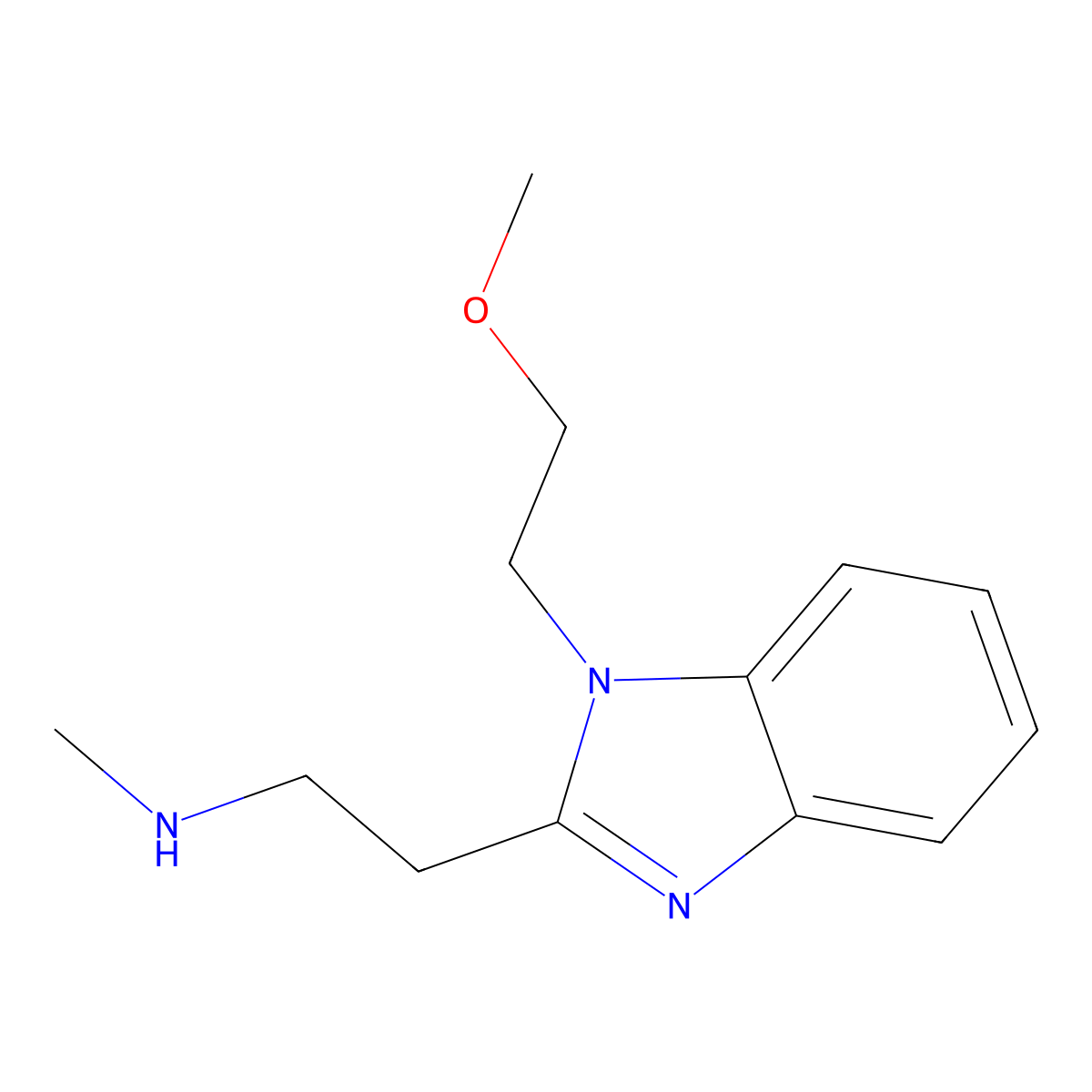 {2-[1-(2-methoxyethyl)-1H-1,3-benzodiazol-2-yl]ethyl}(methyl)amine molecular structure, CAS 1282773-21-0