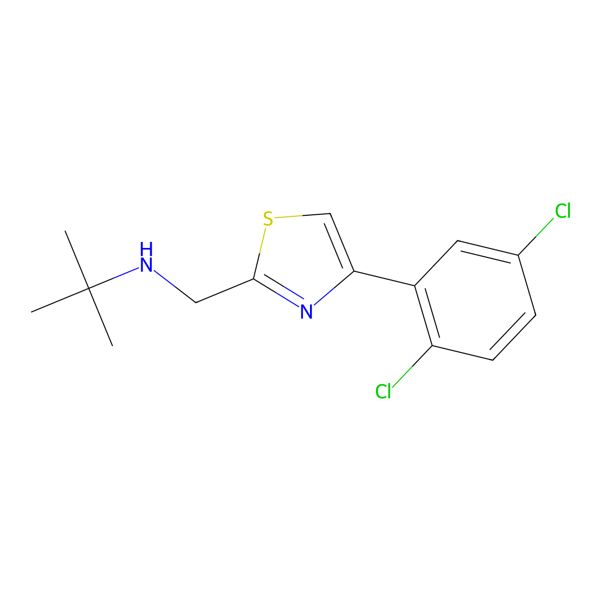 Tert-butyl({[4-(2,5-dichlorophenyl)-1,3-thiazol-2-yl]methyl})amine molecular structure, CAS 1282775-94-3