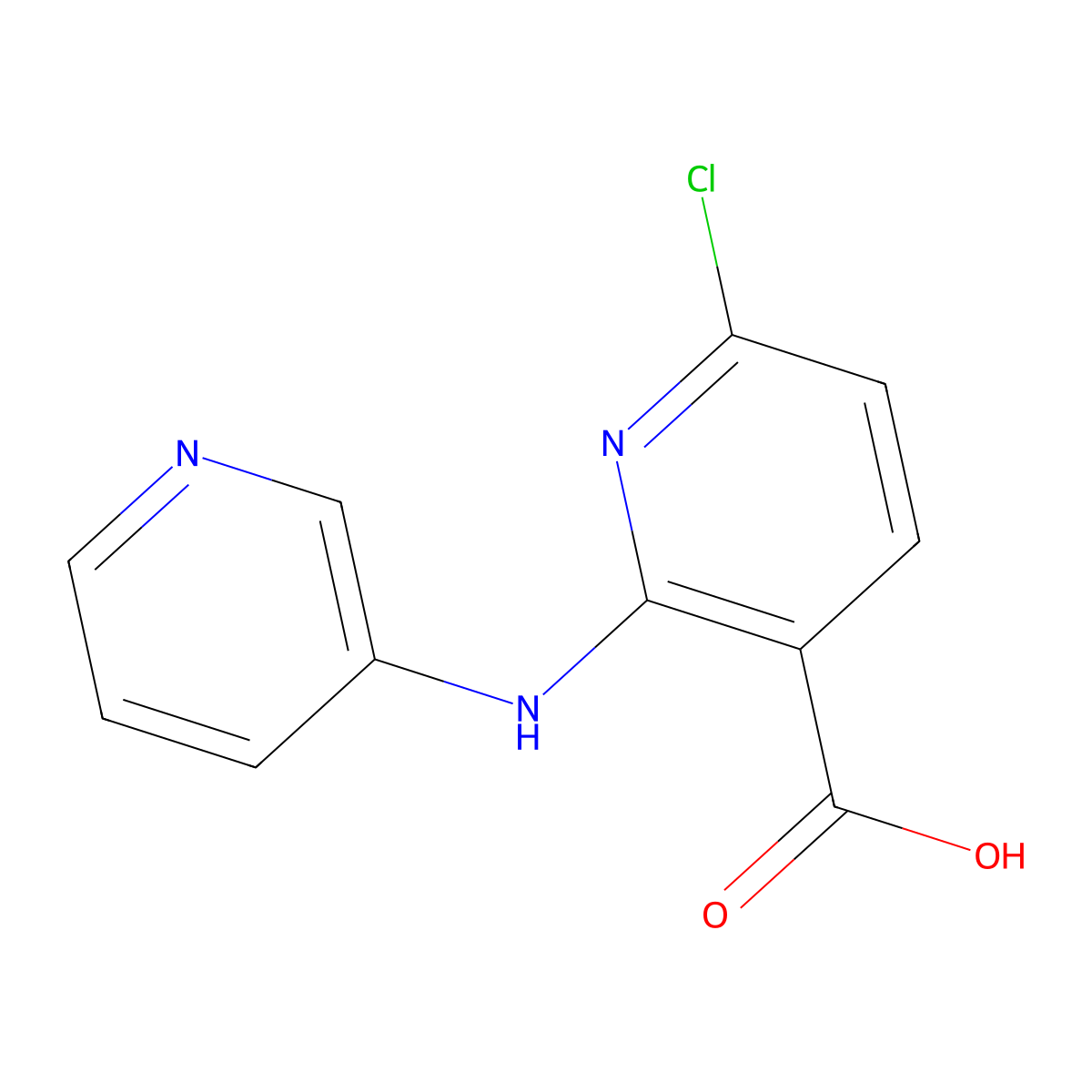 6-Chloro-2-(pyridin-3-ylamino)pyridine-3-carboxylic acid molecular structure, CAS 1282776-03-7