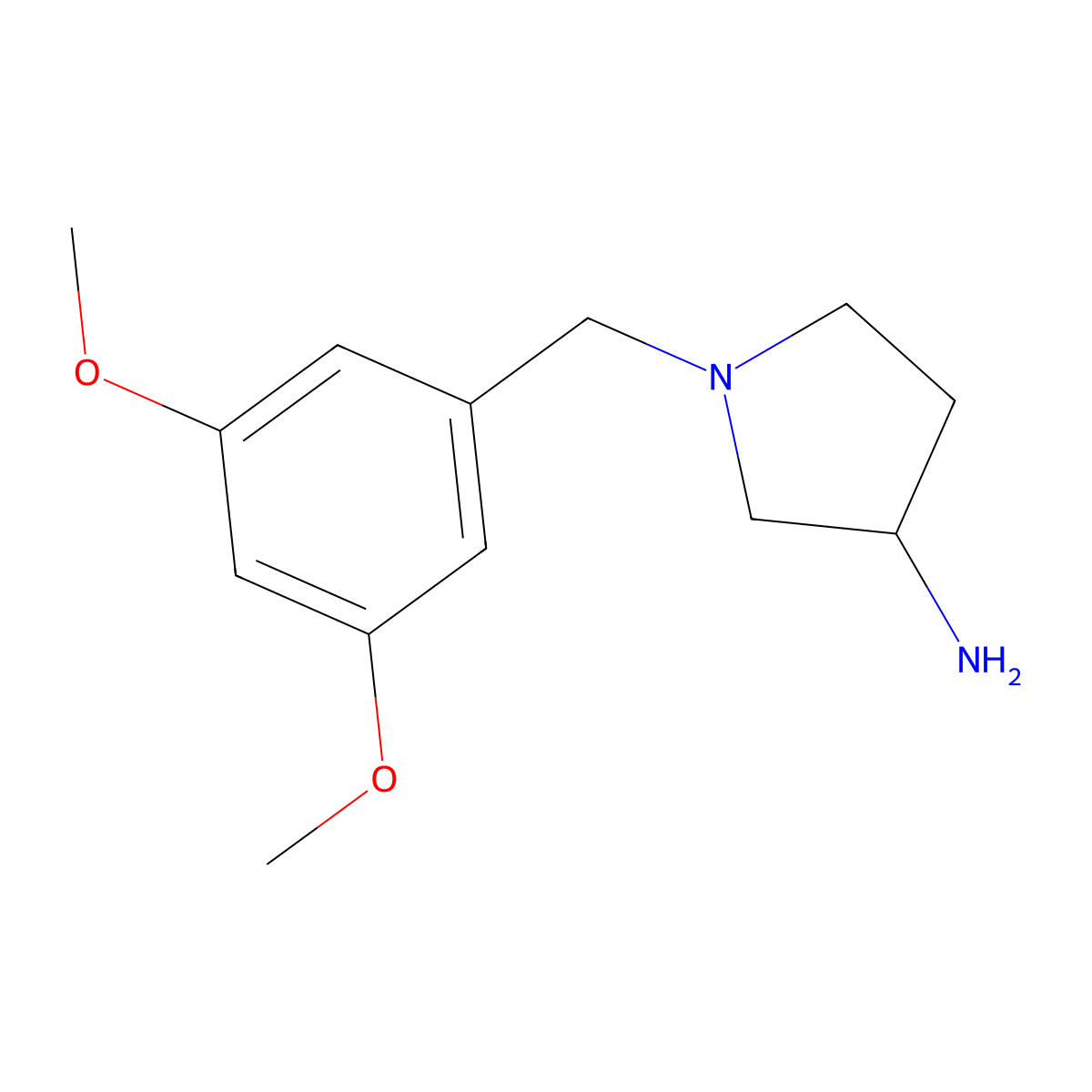 1-((3,5-Dimethoxyphenyl)methyl)pyrrolidin-3-amine molecular structure, CAS 1282809-97-5
