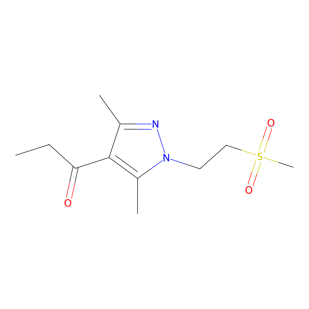 1-[1-(2-methanesulfonylethyl)-3,5-dimethyl-1H-pyrazol-4-yl]propan-1-one molecular structure, CAS 1282827-40-0