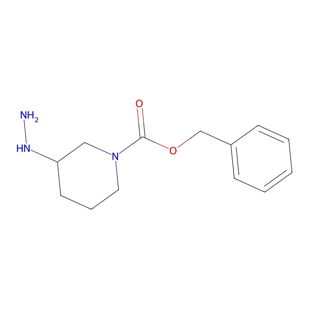 Benzyl 3-hydrazinylpiperidine-1-carboxylate molecular structure, CAS 1282834-23-4