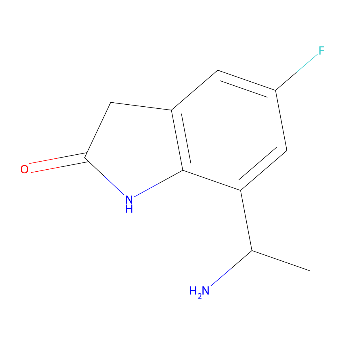 7-(1-aminoethyl)-5-fluoro-2,3-dihydro-1H-indol-2-one molecular structure, CAS 1282841-59-1