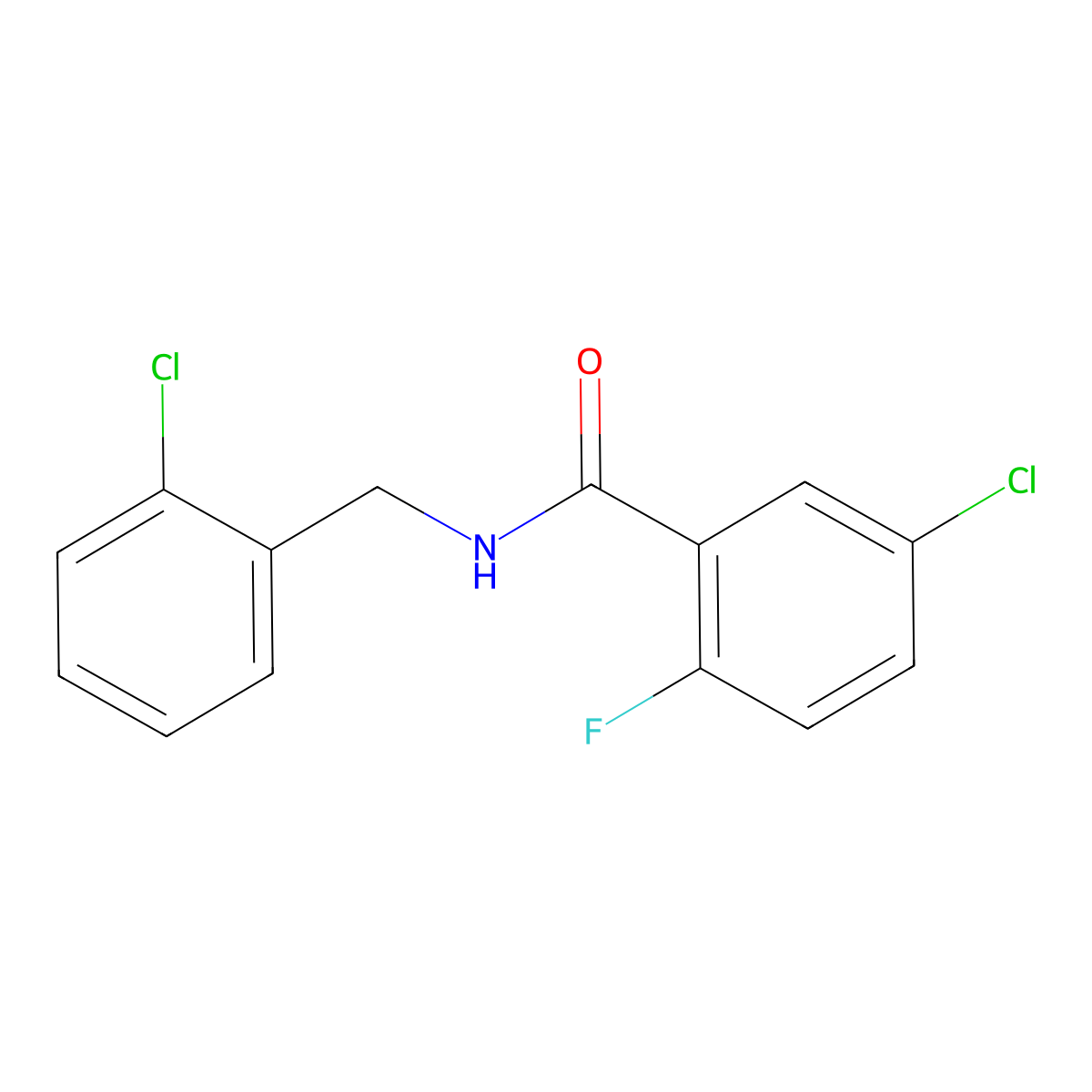 5-chloro-N-[(2-chlorophenyl)methyl]-2-fluorobenzamide molecular structure, CAS 1282842-52-7